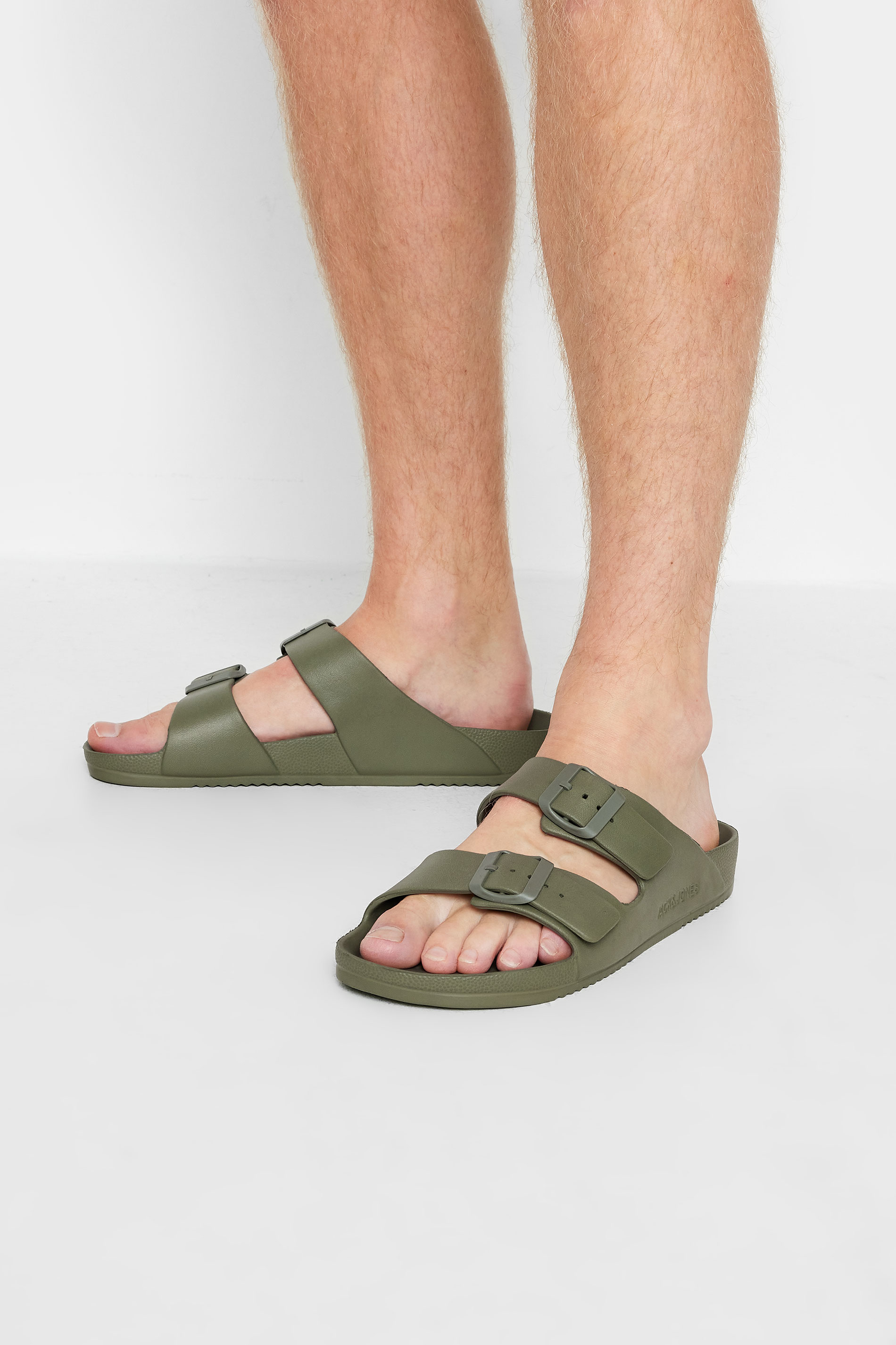 JACK & JONES Big & Tall Green Double Strap Sandals | BadRhino 1