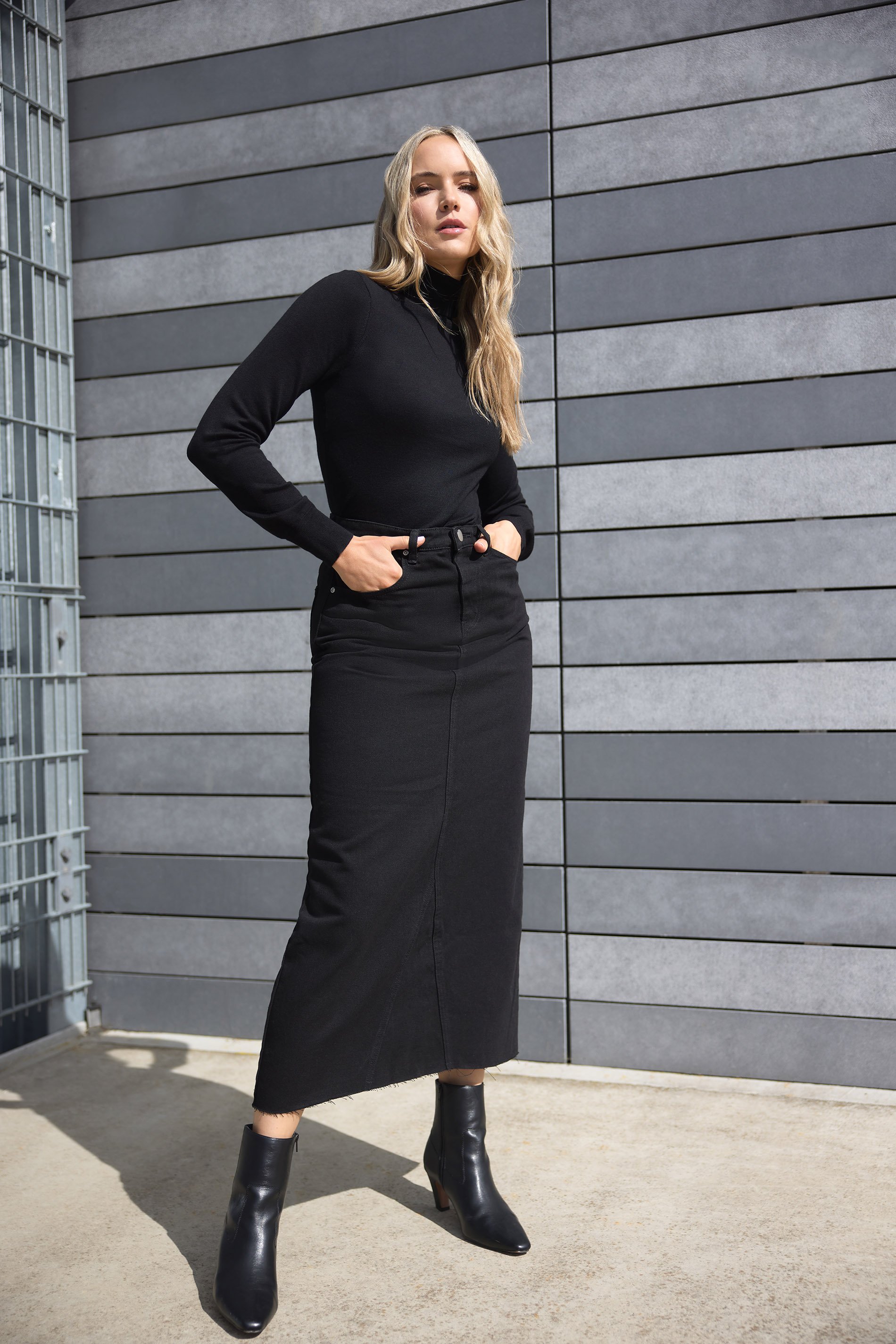 LTS Tall Black Long Sleeve Roll Neck Jumper | Long Tall Sally 2