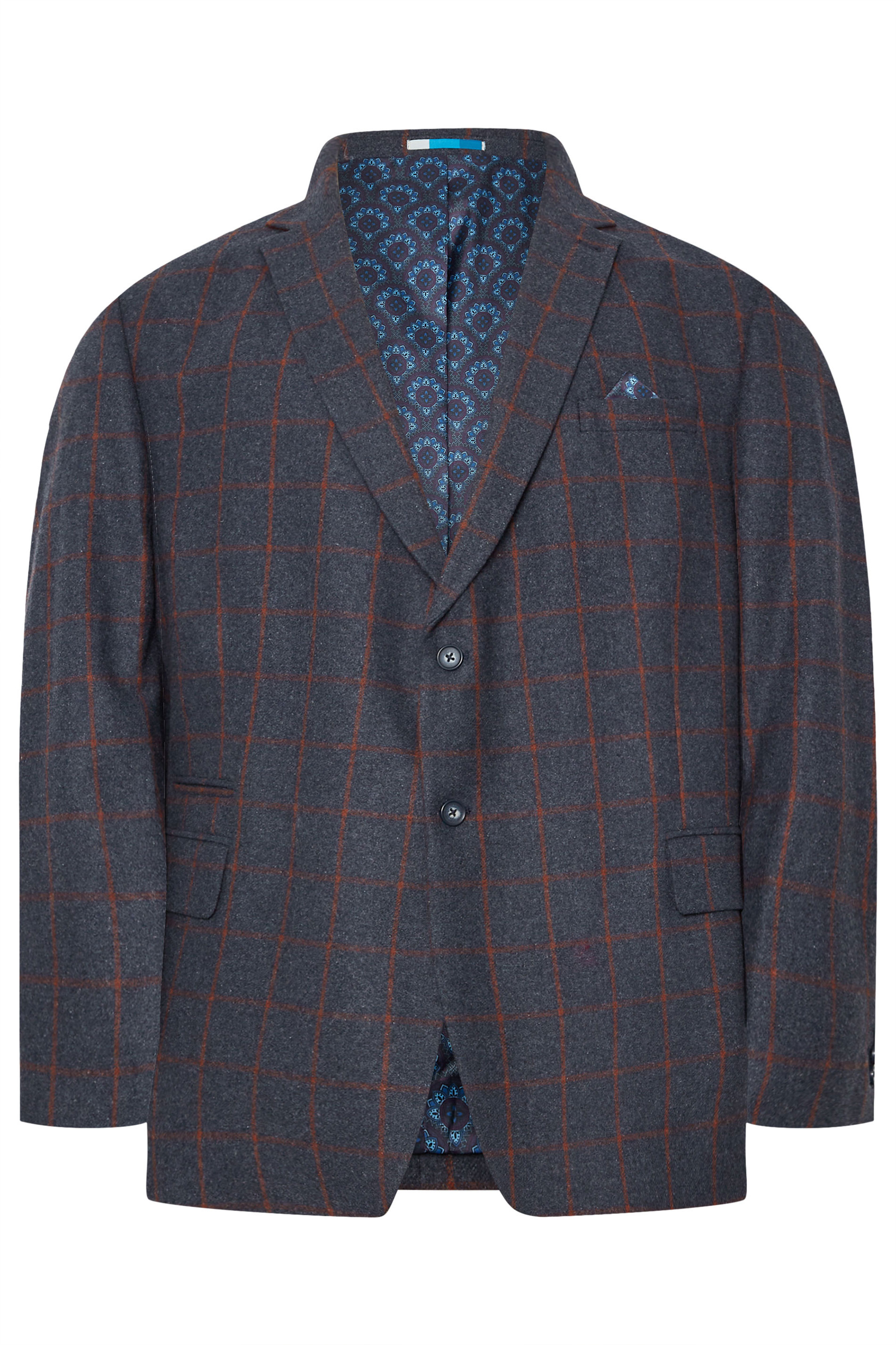 BadRhino Tailoring Big & Tall Blue & Red Checked Suit Jacket | BadRhino 8