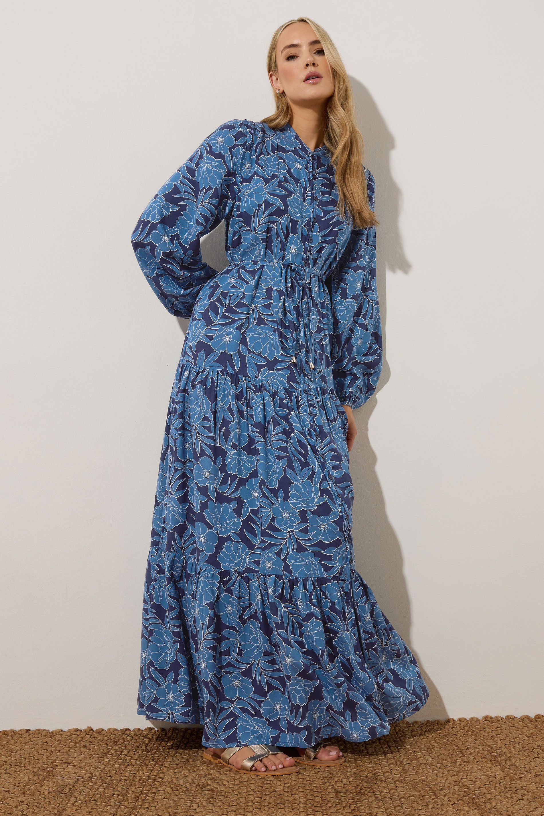 LTS Tall Navy Blue Floral Tie Waist Maxi Dress | Long Tall Sally 4