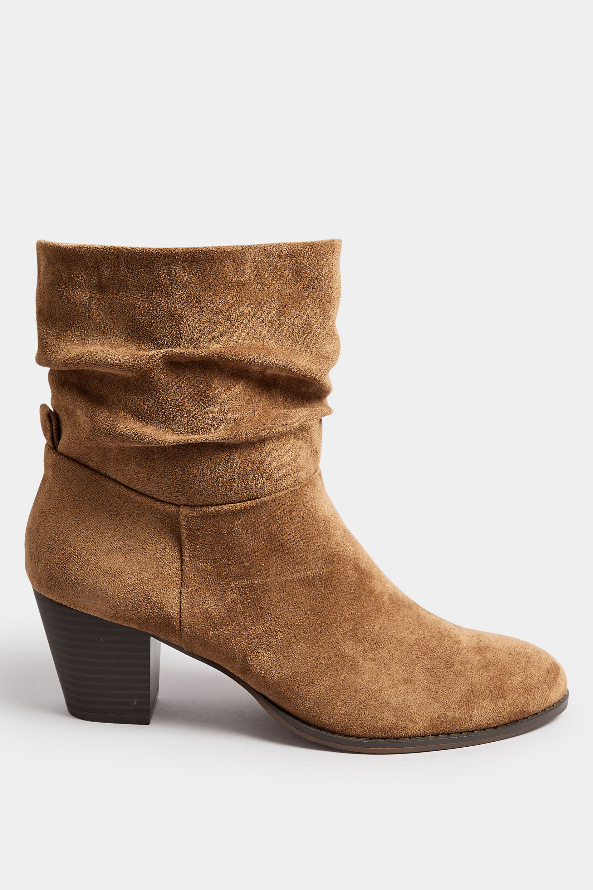 LTS Tan Brown Faux Suede Western Boots In Standard Fit | Long Tall Sally 3