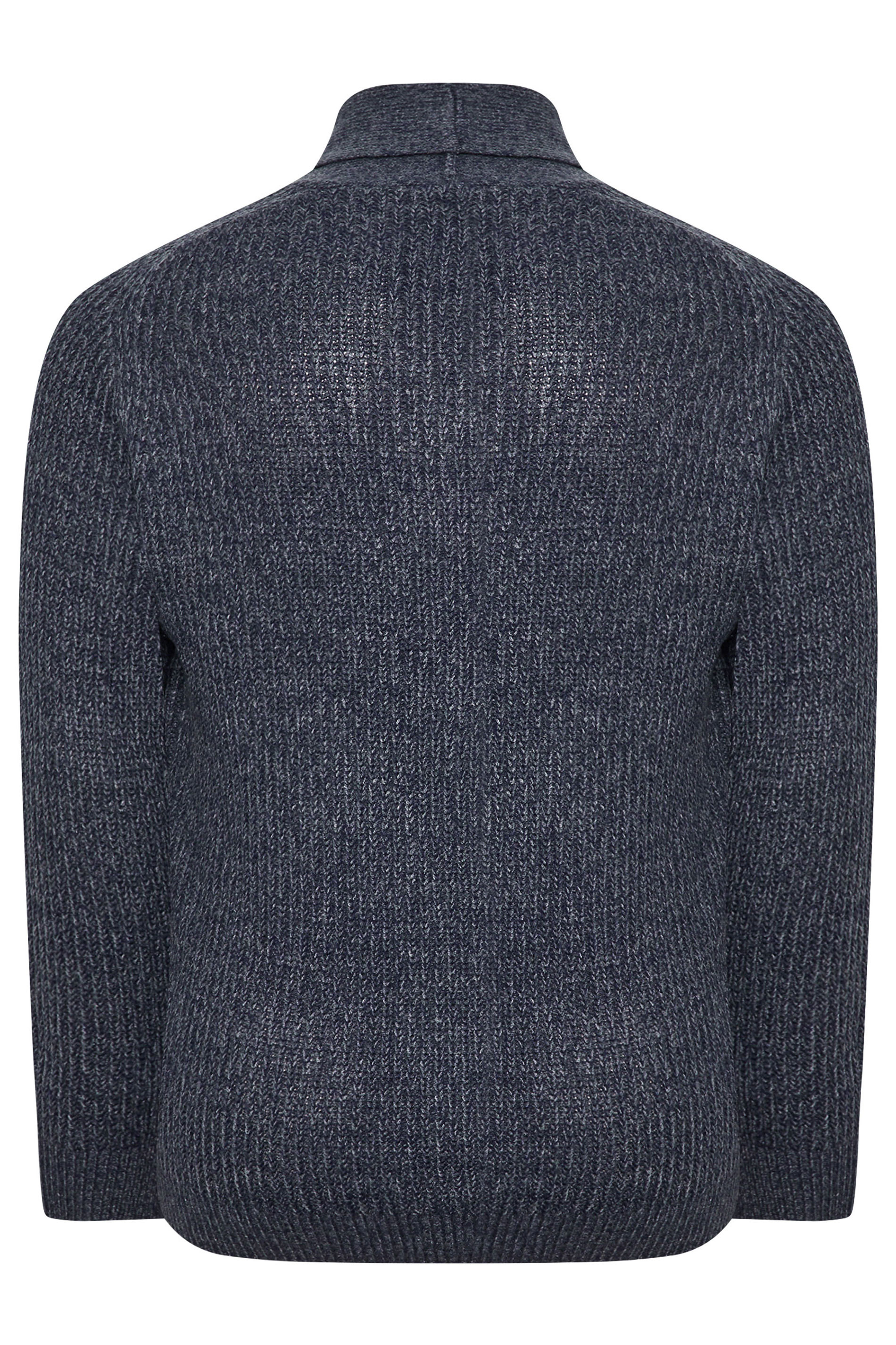 BadRhino Big & Tall Navy Blue Knitted Shawl Cardigan | BadRhino 4