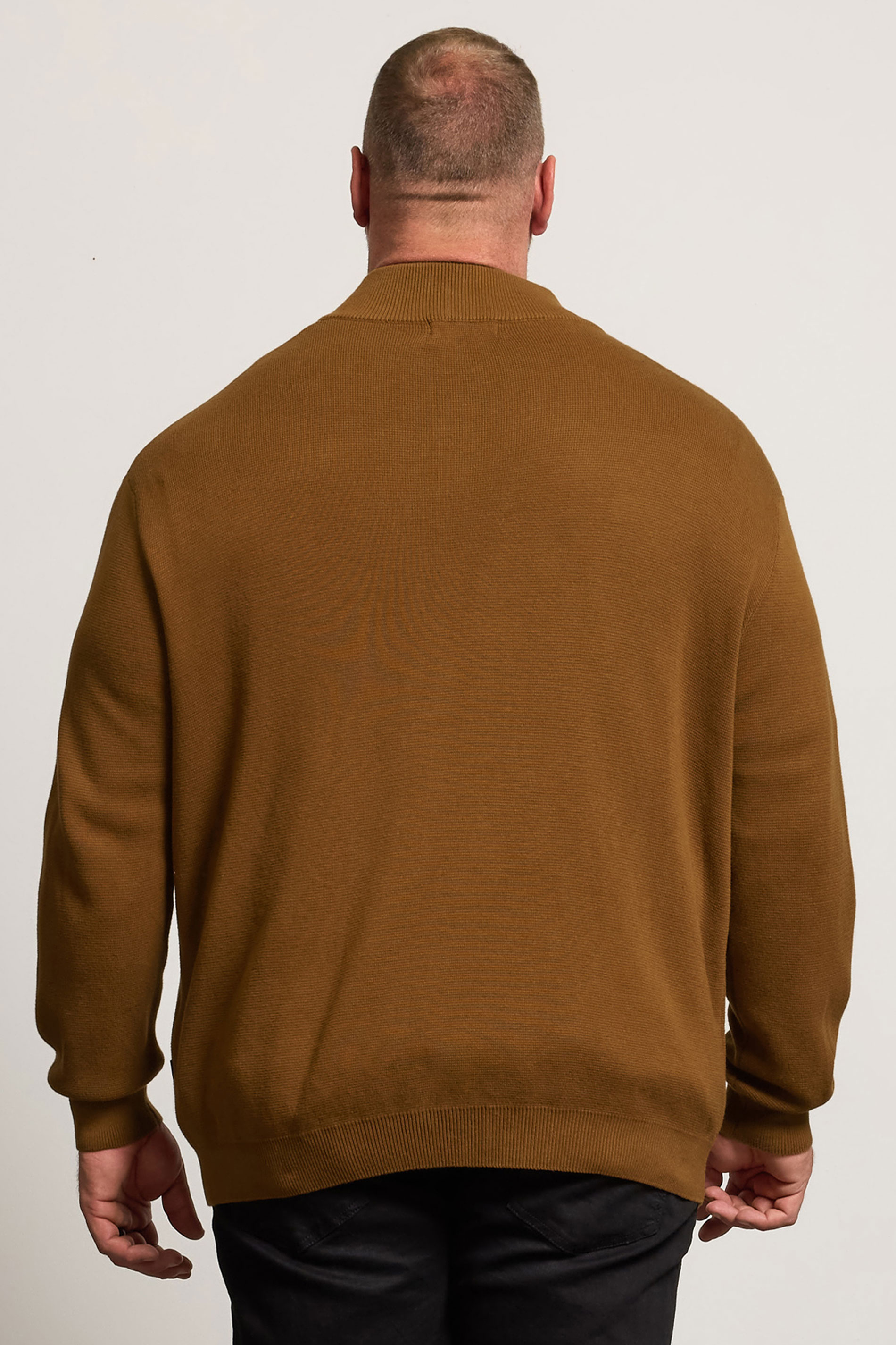 BadRhino Big & Tall Brown Milano Quarter Zip Jumper | BadRhino 4