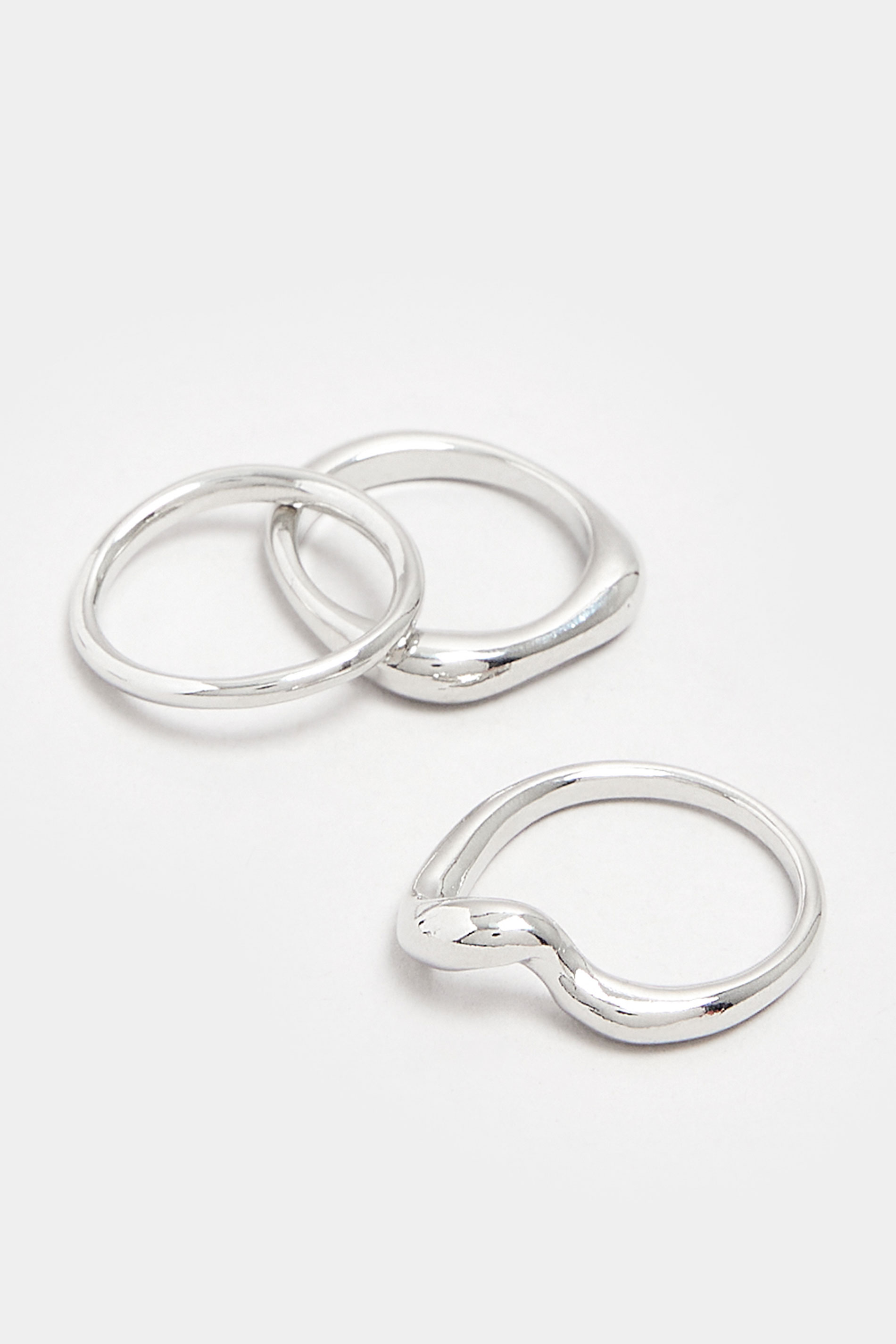 3 PACK Silver Stack Ring Set | Yours Clothing  3