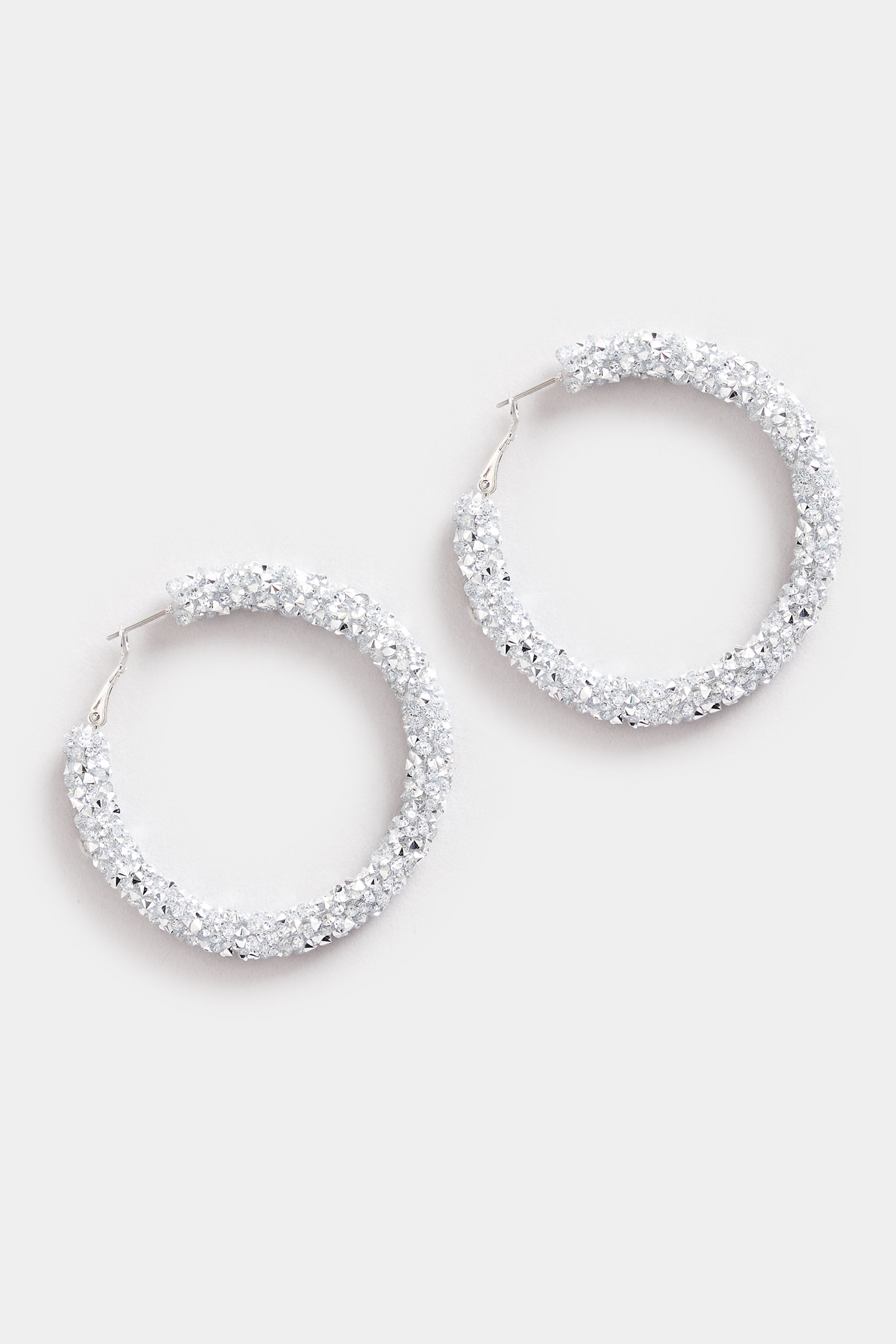 Silver Tone Diamante Mesh Earrings | Yours Clothing 2