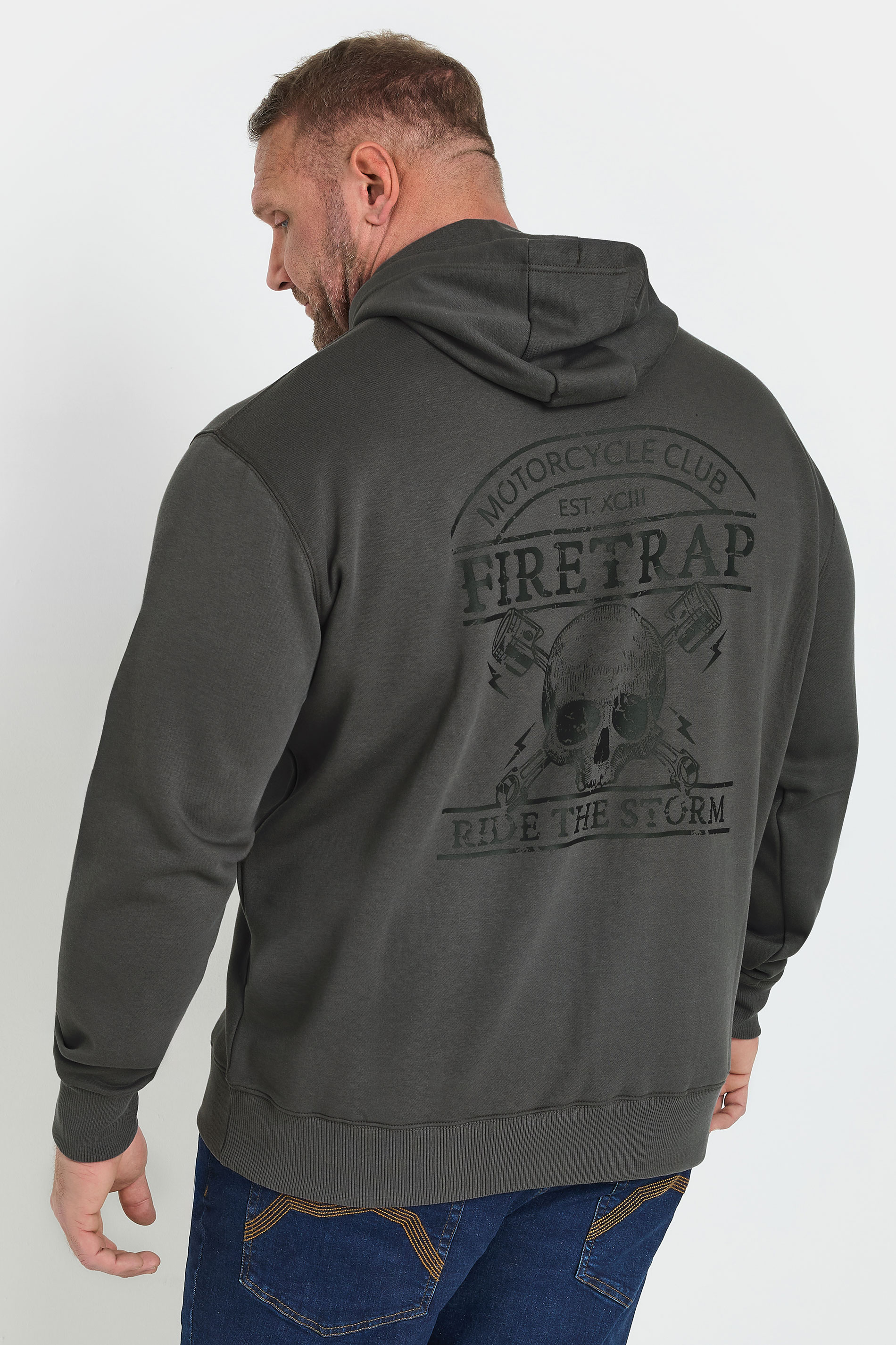 FIRETRAP Big & Tall Stormy Grey Hoodie | BadRhino 3