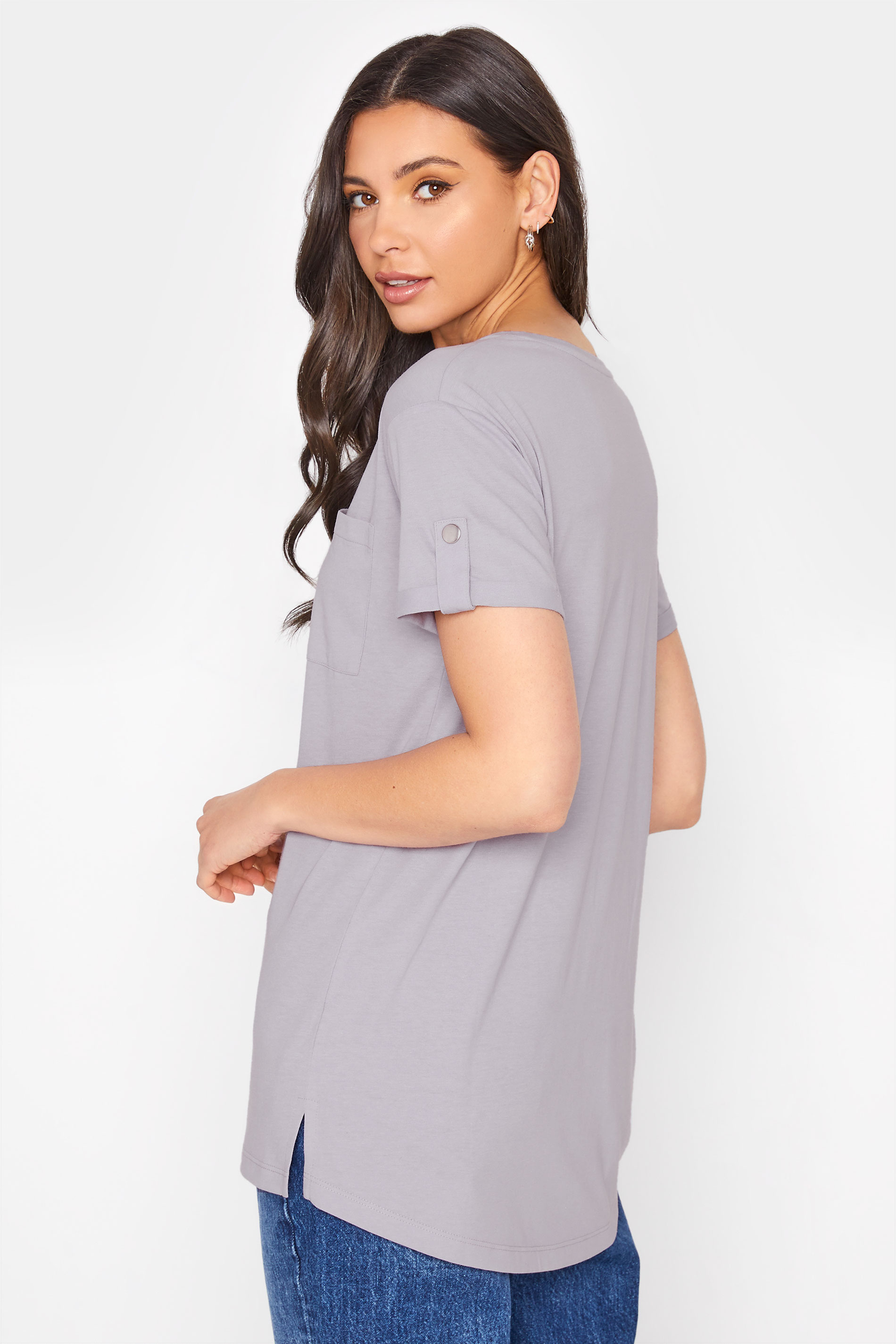Tall Women's LTS Light Grey Short Sleeve Pocket T-Shirt | Long Tall Sally 3