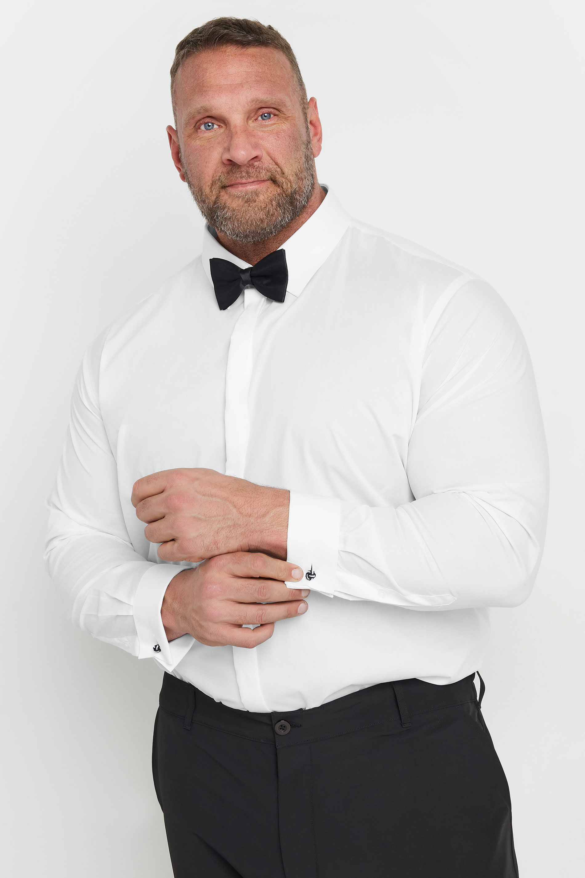 BadRhino Big & Tall White Long Sleeve Formal Shirt | BadRhino 1
