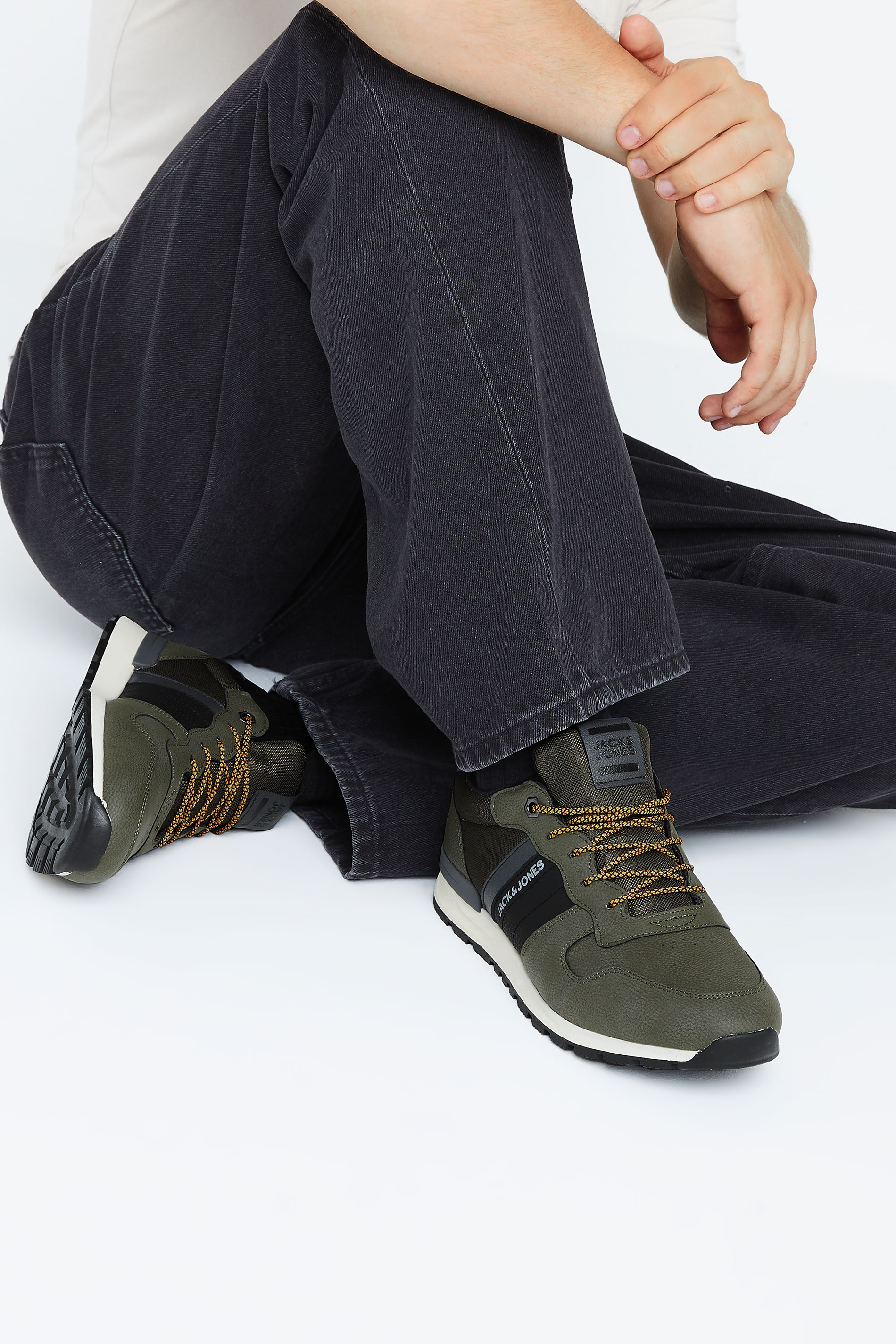JACK & JONES Olive Green Hike Trainers | BadRhino 1