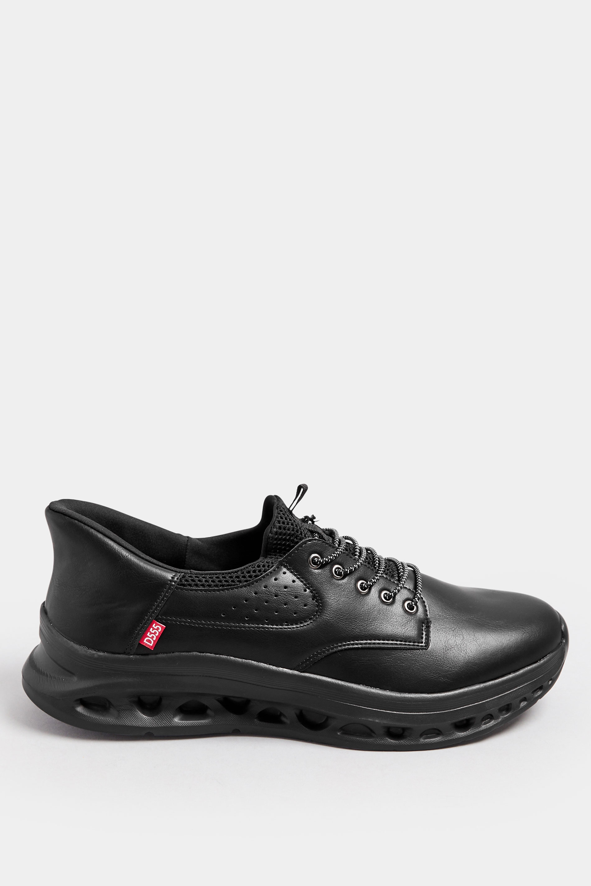 D555 Black Hands Free Shoes With Faux Suede Top & Laces | BadRhino 3