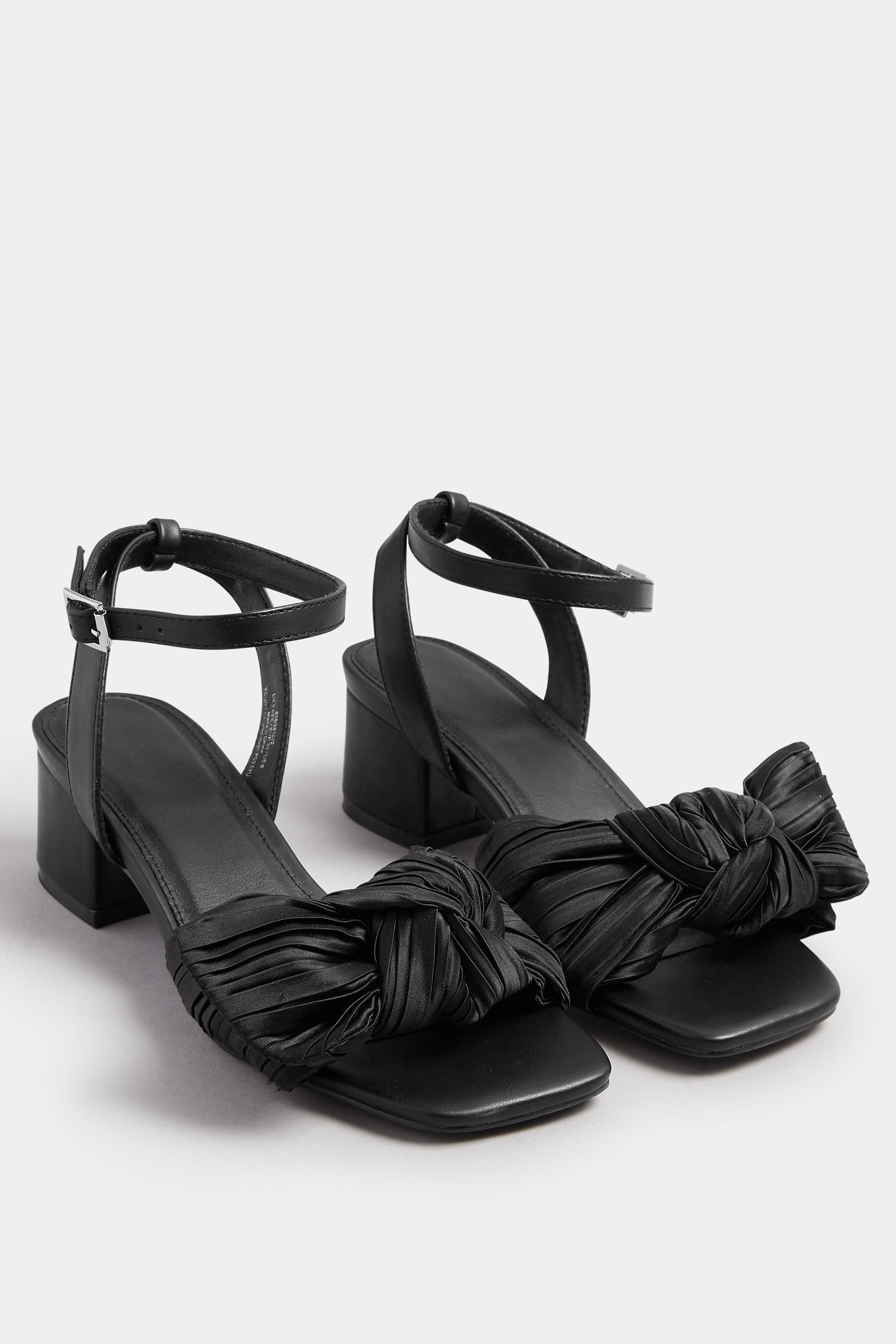 Gold Bow Mid Block Heel Sandals In Extra Wide EEE Fit | Yours Clothing 3