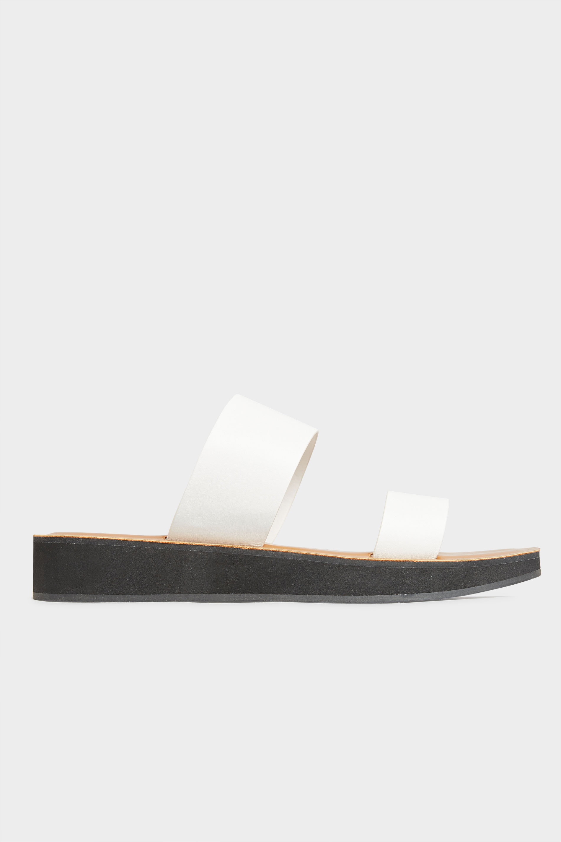 LTS White Two Strap Flat Sandals In Standard Fit | Long Tall Sally 3