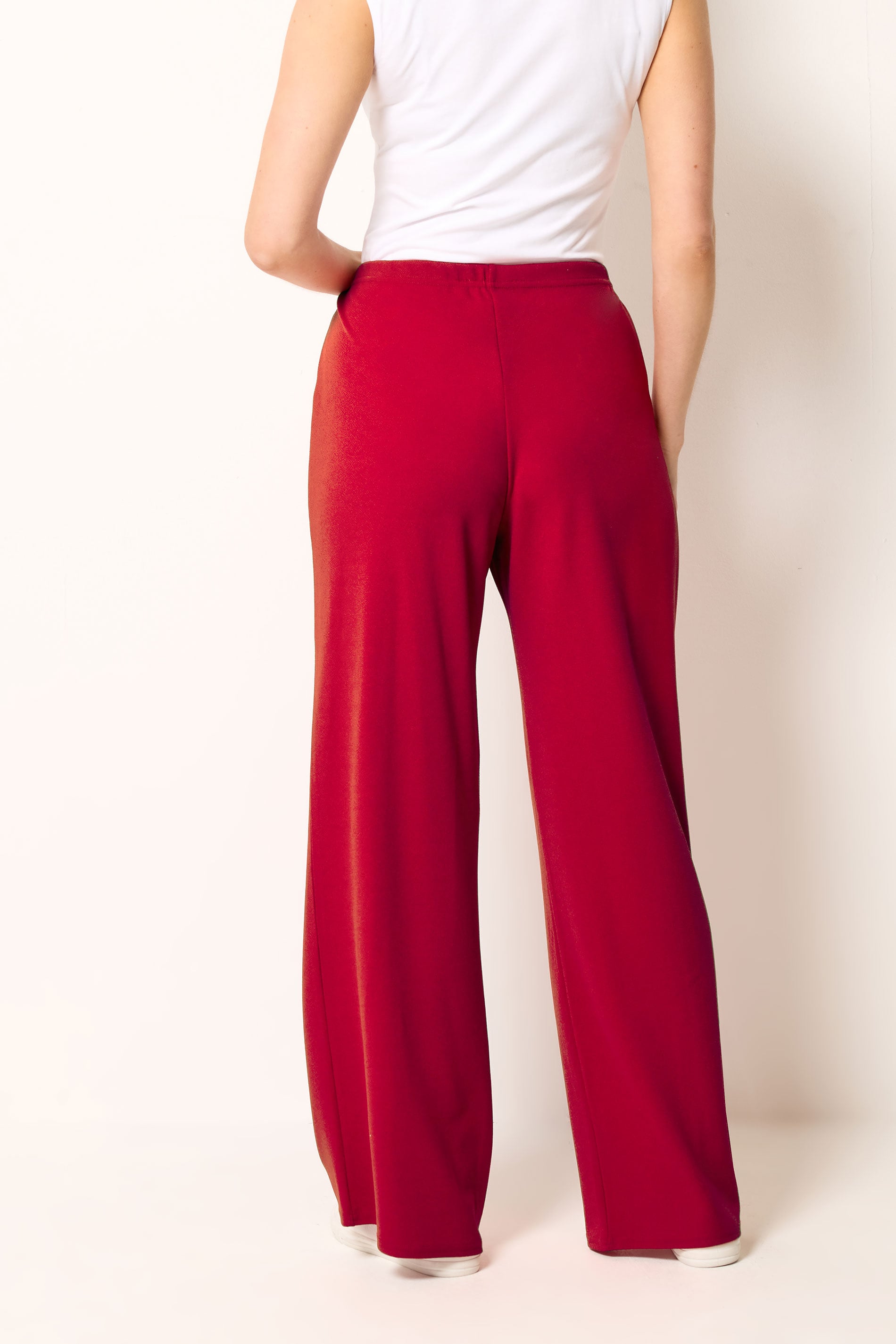 LTS Tall Women's Bright Red Textured Pleated Wide Leg Trousers | Long Tall Sally 2