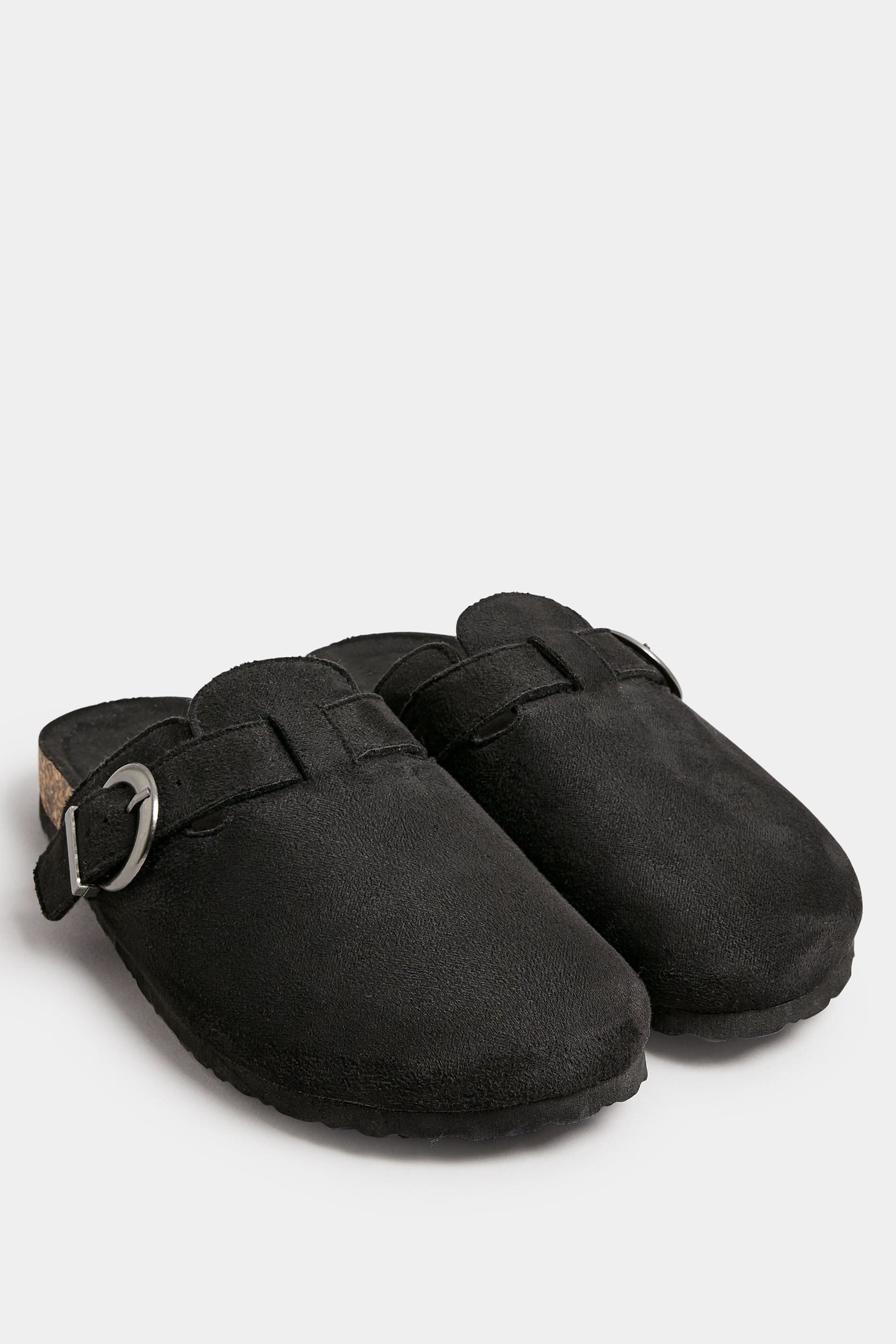 Black Faux Suede Clogs In Extra Wide EEE Fit | Yours Clothing 2