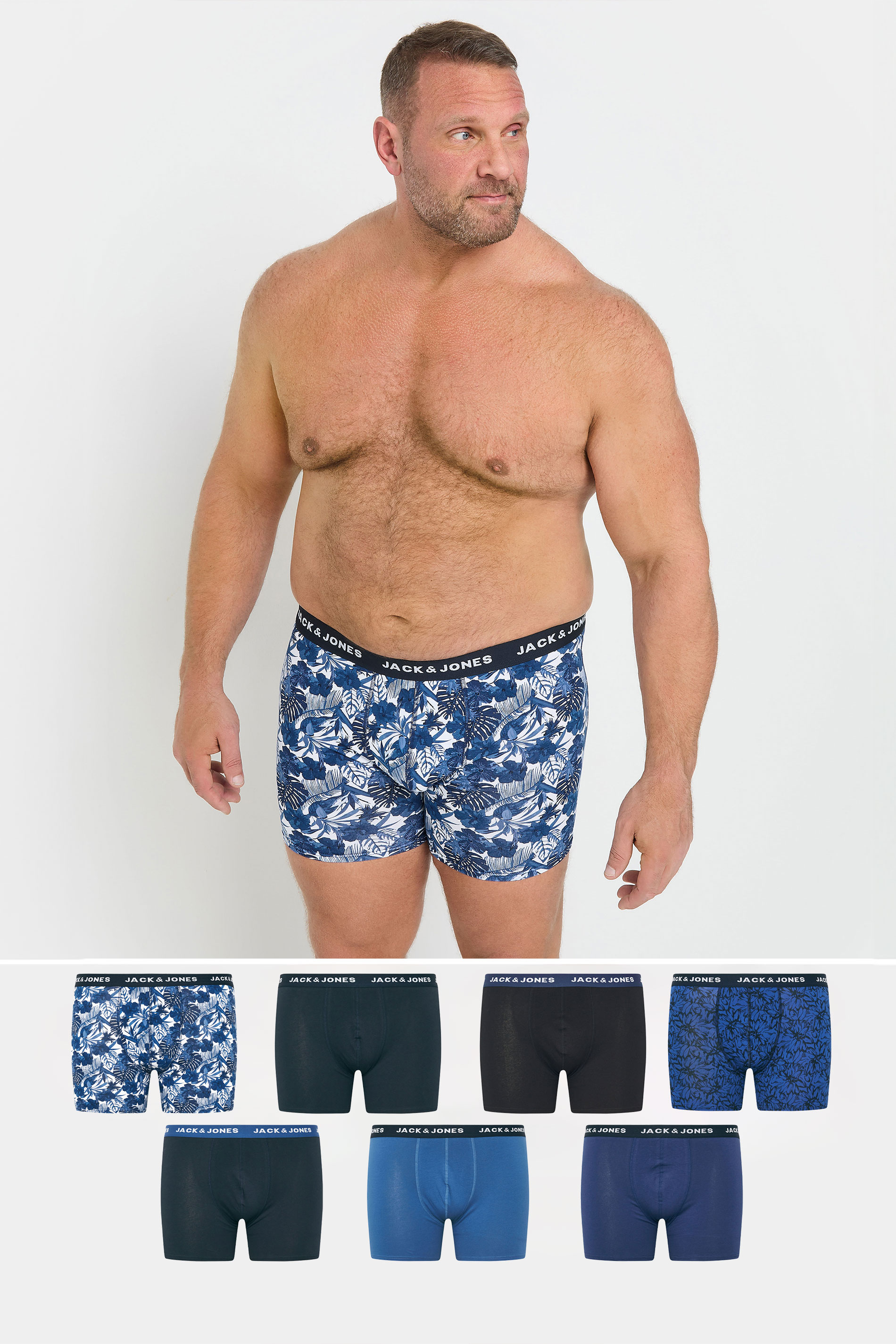 JACK & JONES 7 PACK Navy Blue & Black Boxers | BadRhino 1