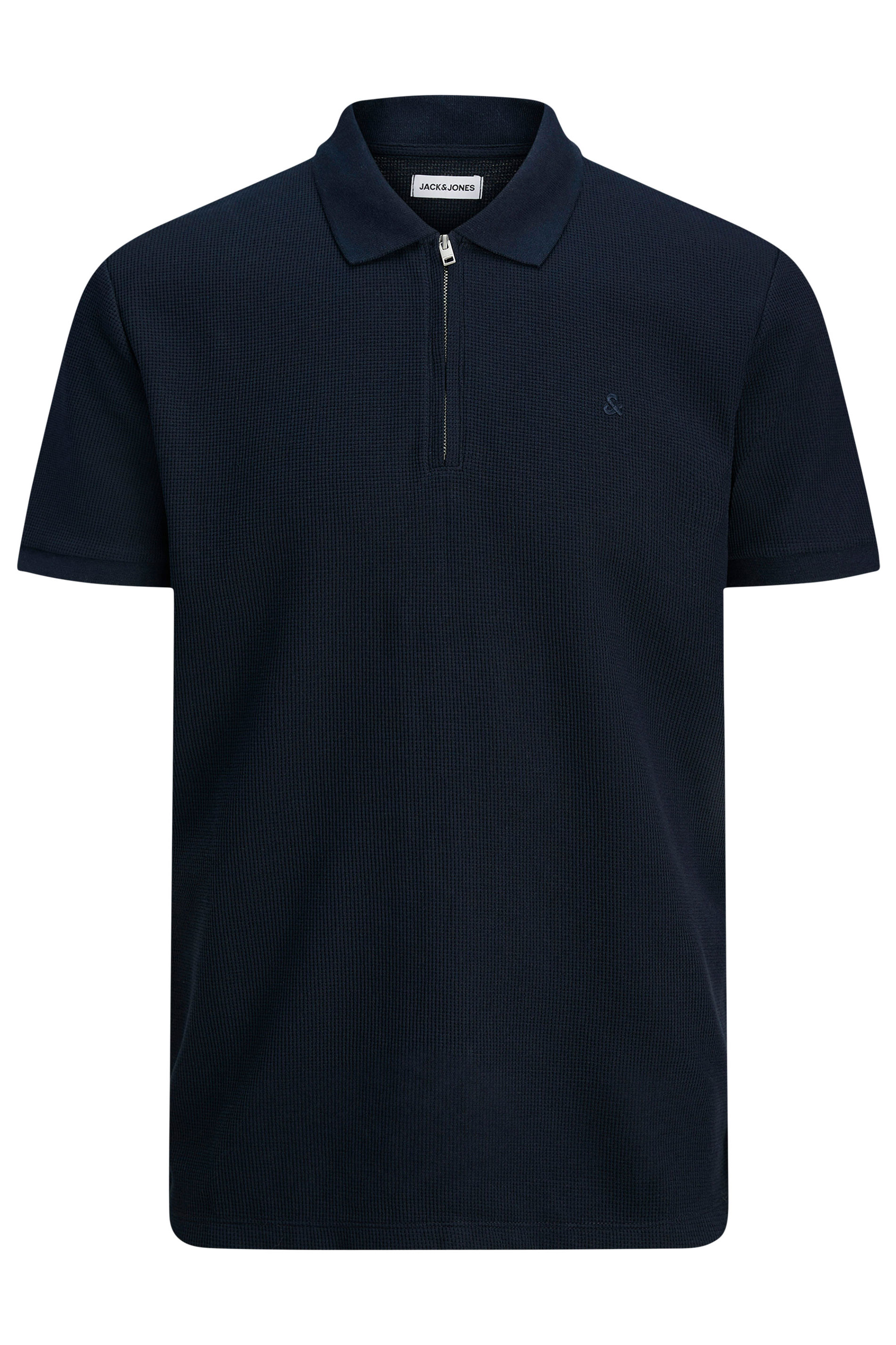 JACK & JONES Big & Tall Black Zip Neck Polo Shirt | BadRhino 3
