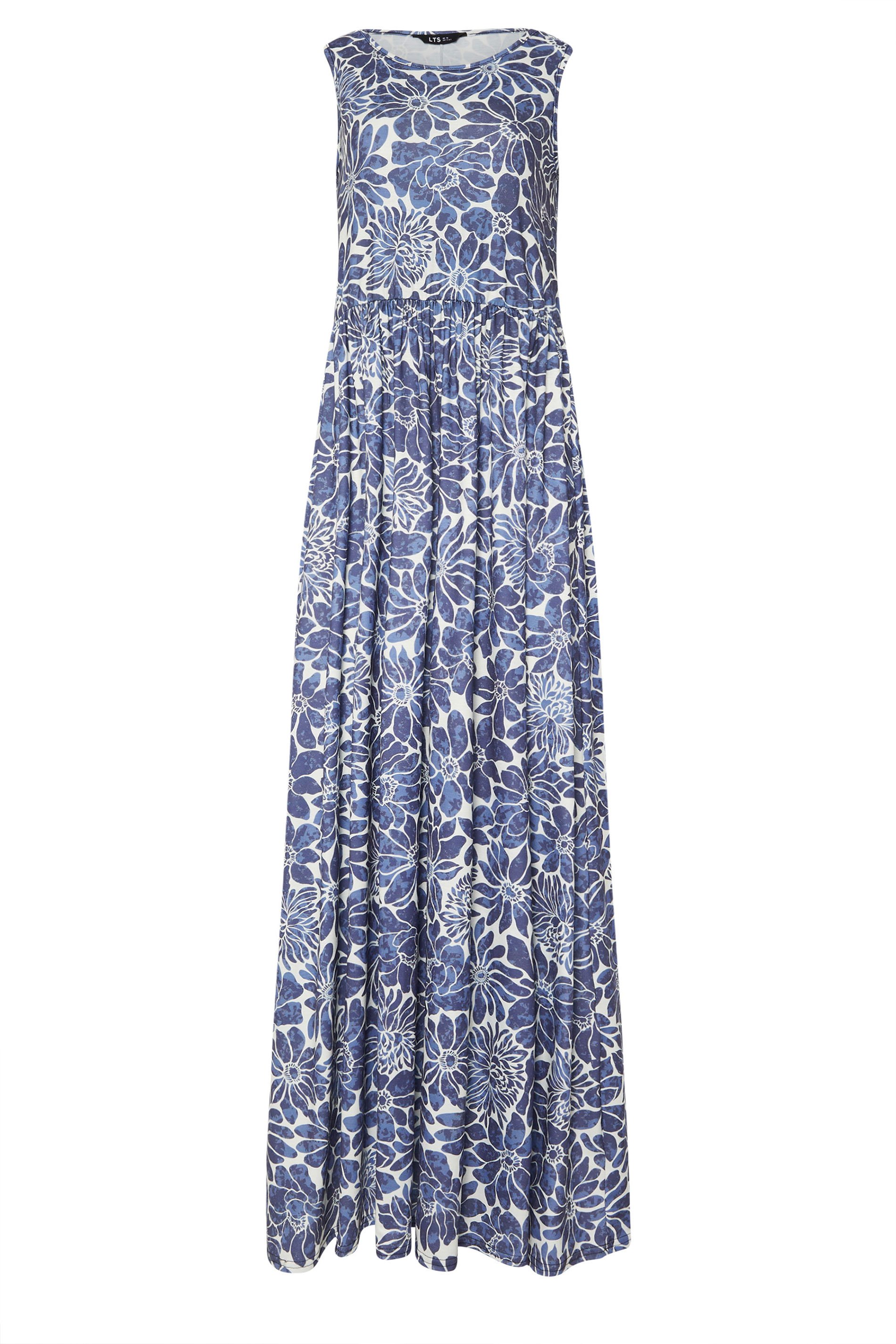 LTS Tall Blue Floral Print Sleeveless Maxi Dress | Long Tall Sally 5