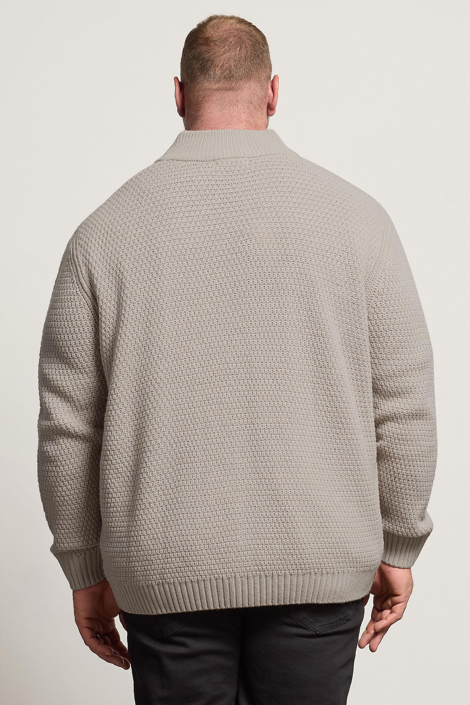 BadRhino Big & Tall Natural Brown Wool Zip Through Jumper | BadRhino 3