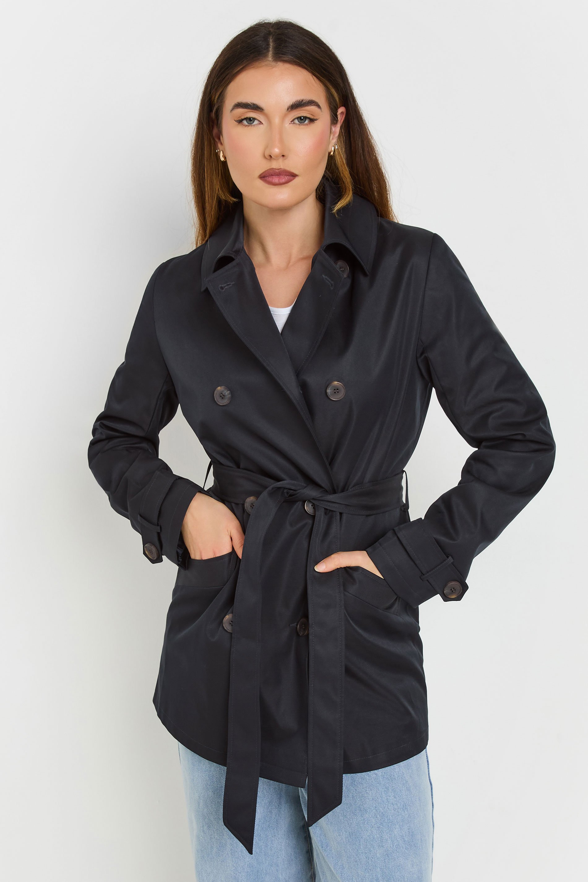 LTS Tall Navy Blue Lined Trench Coat | Long Tall Sally 2