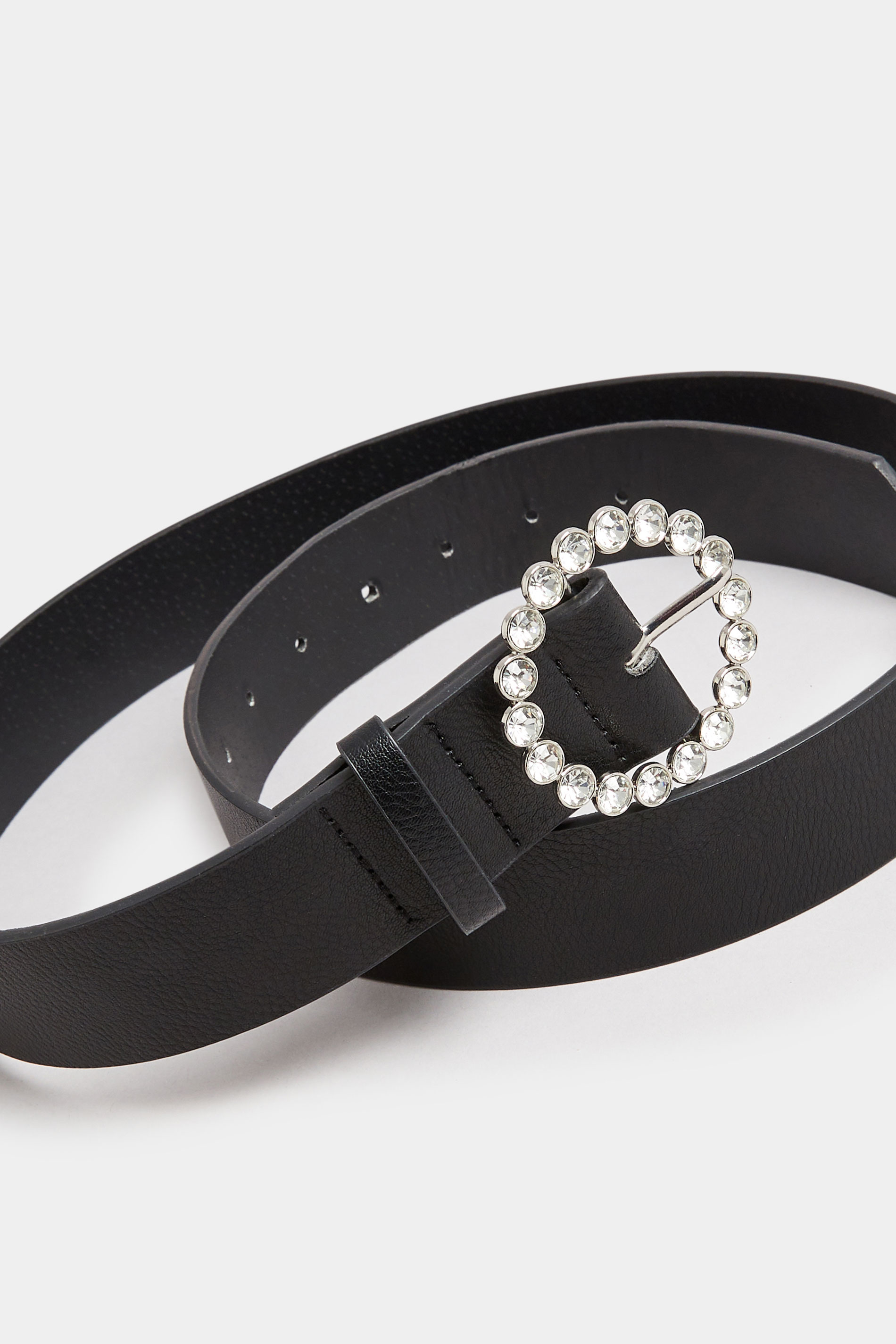 Black Diamante Circle Buckle Belt | Yours Clothing 3