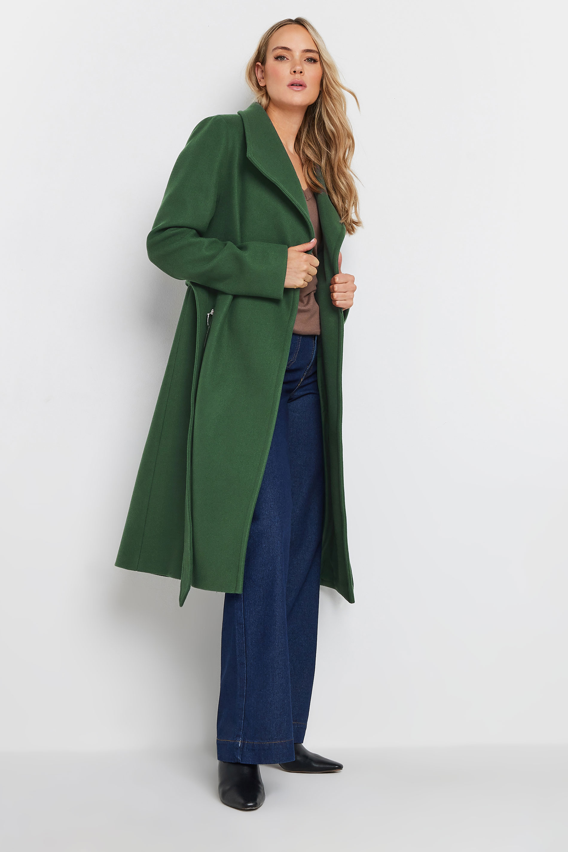 00’s Belted long coat Men's Trench Coats Double Breasted Belted Trench Coat