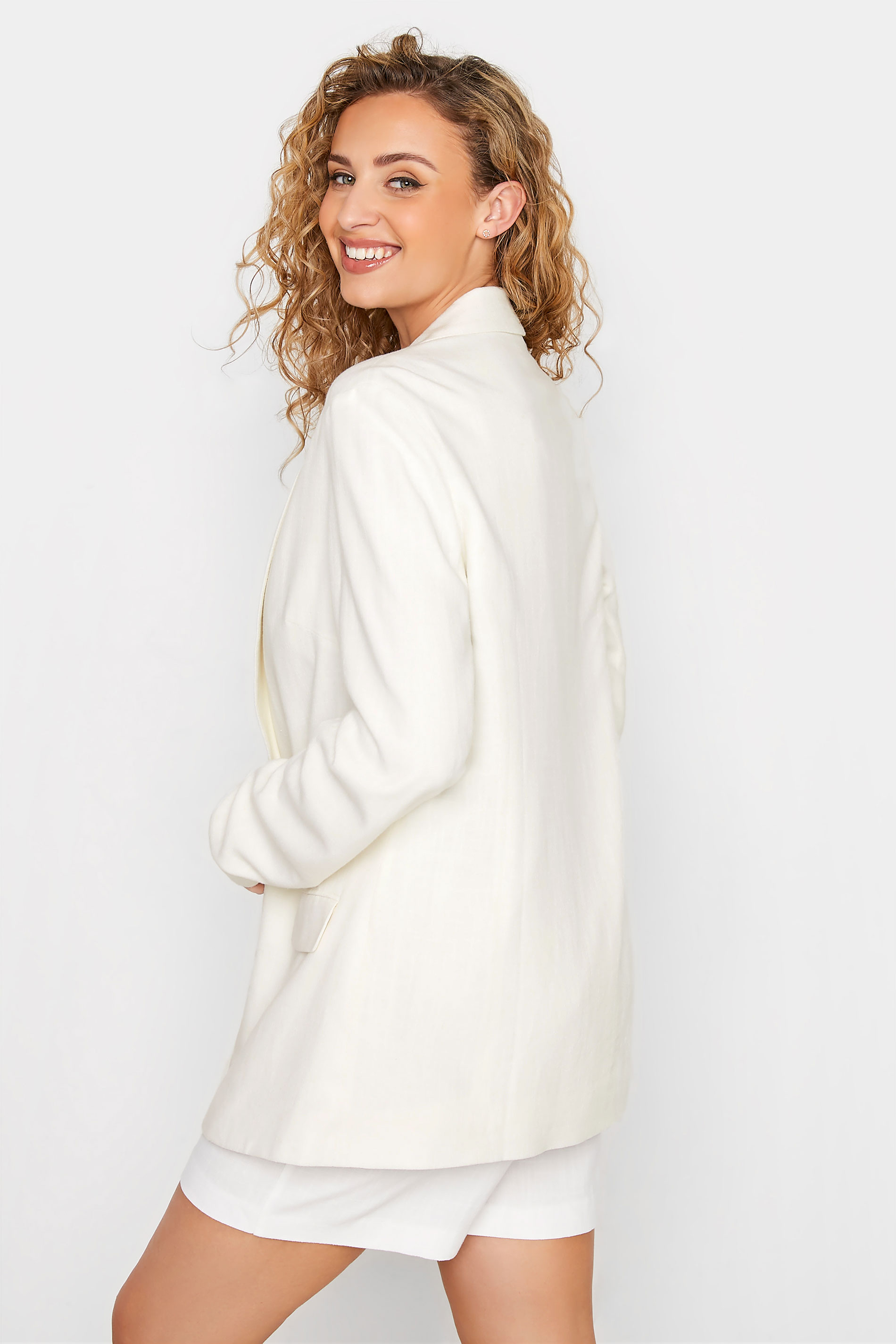 LTS Tall Women's White Linen Look Blazer | Long Tall Sally  3