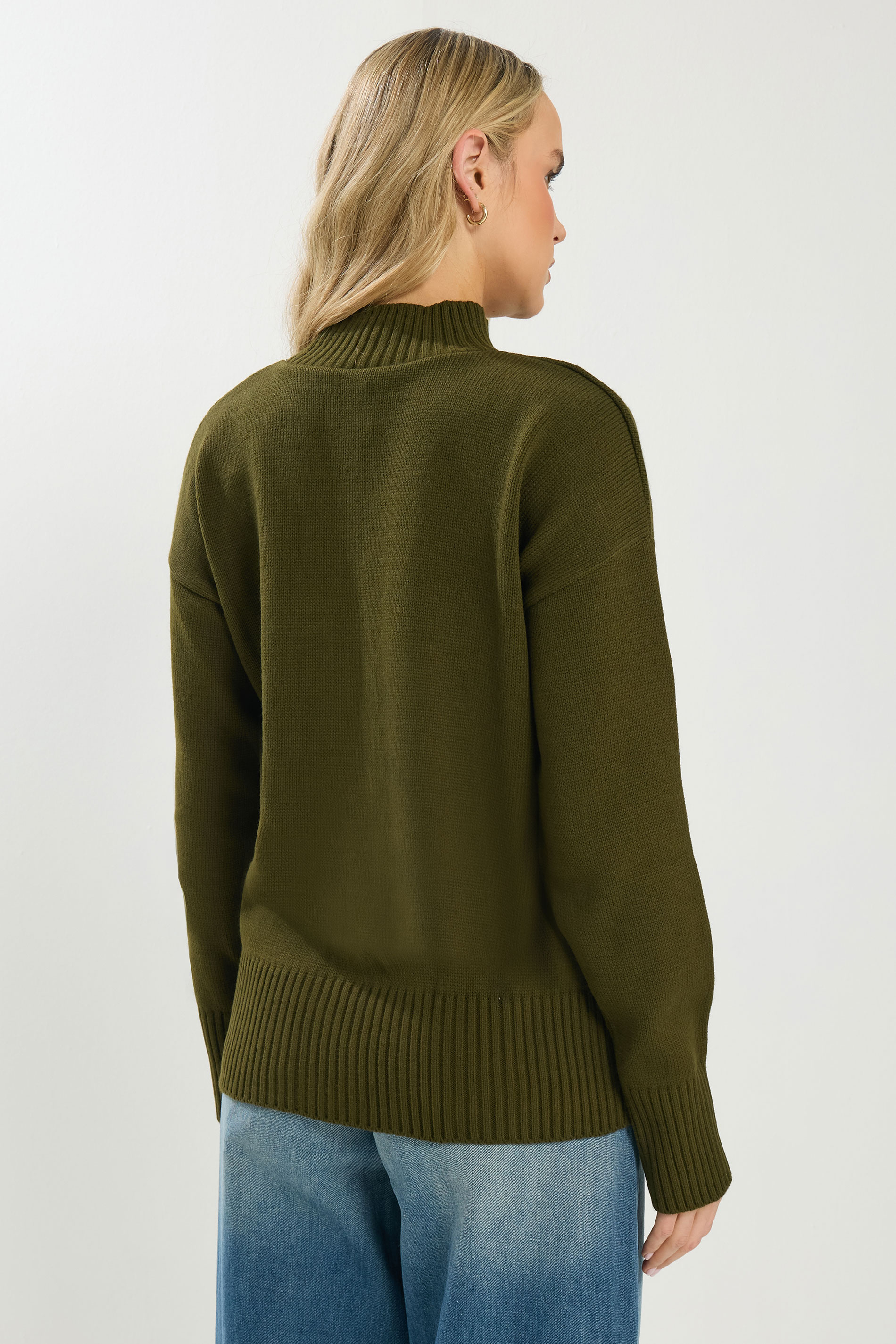 LTS Tall Women's Olive Green High Neck Jumper | Long Tall Sally 3
