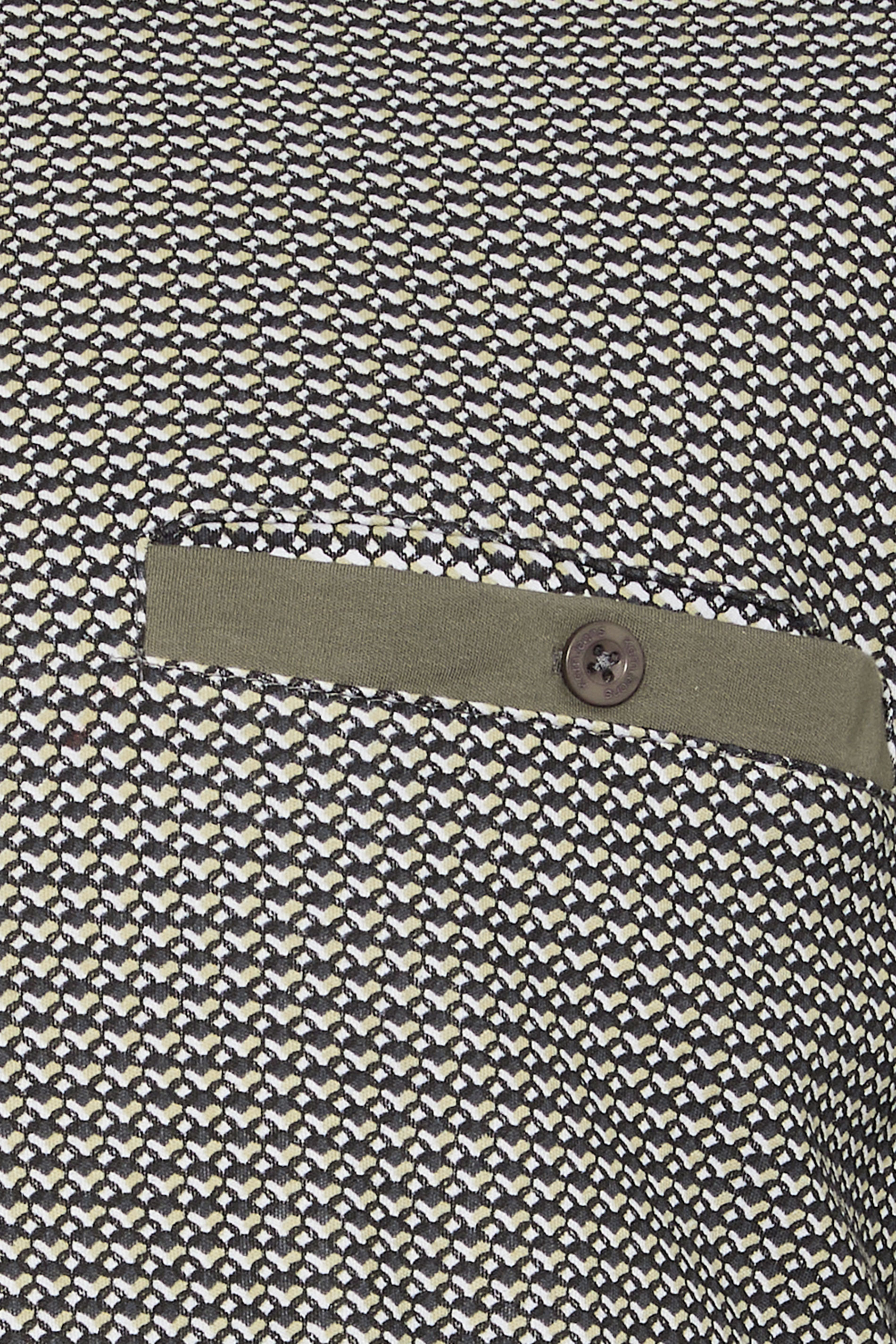 KAM Khaki Green Geometric Print Short Sleeve Polo Shirt | BadRhino 3