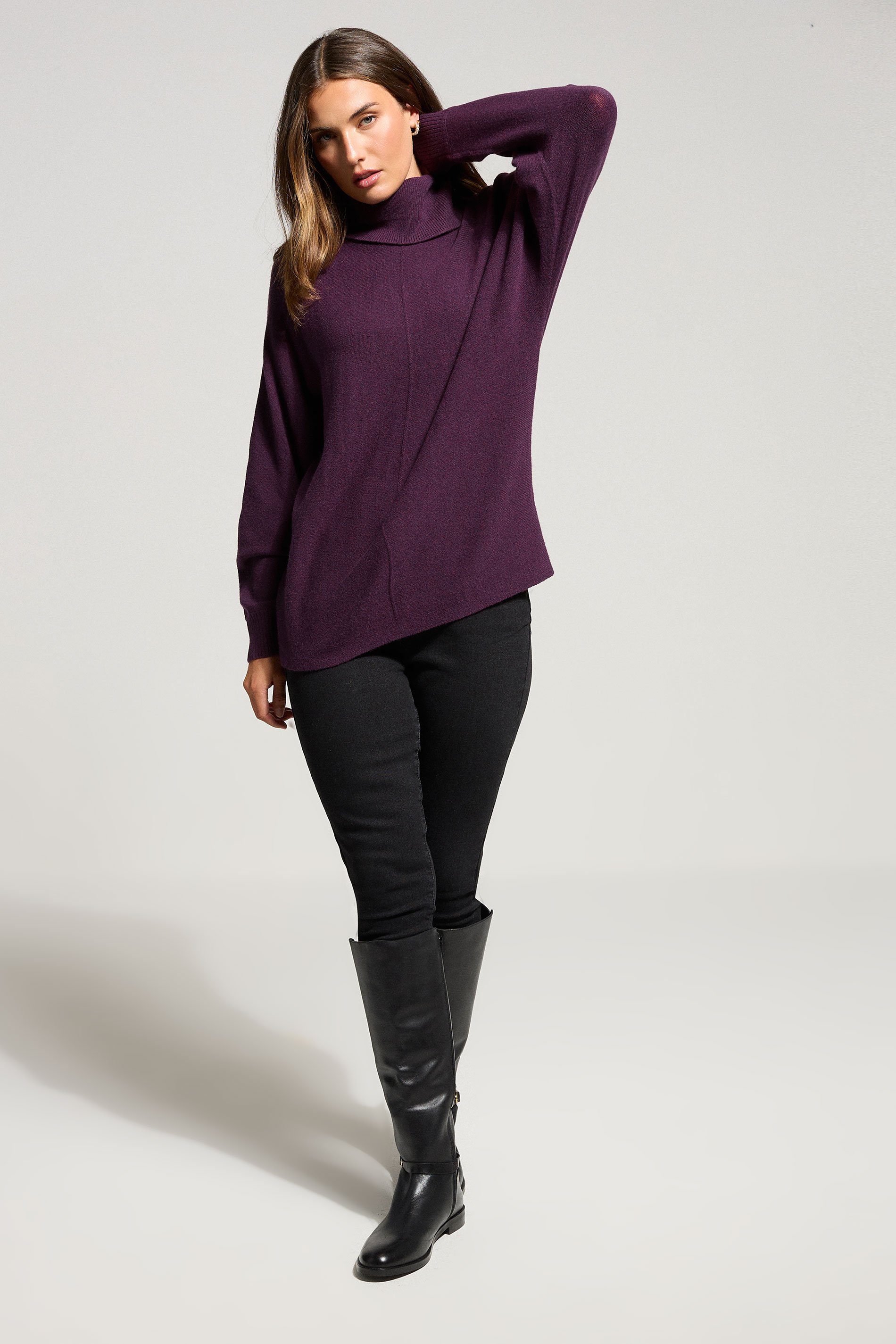 LTS Tall Purple Batwing Roll Neck Jumper | Long Tall Sally 2