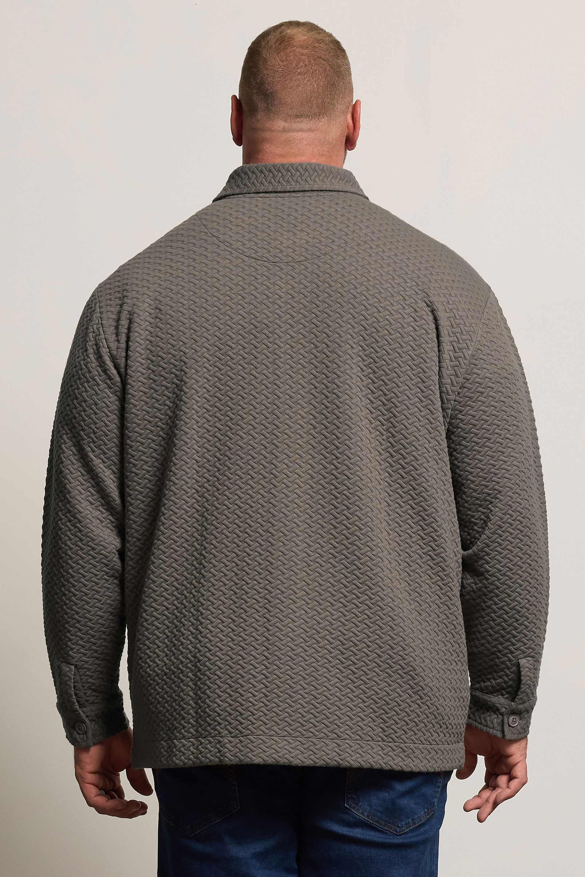 BadRhino Big & Tall Beige Brown Jersey Textured Overshirt | BadRhino 4