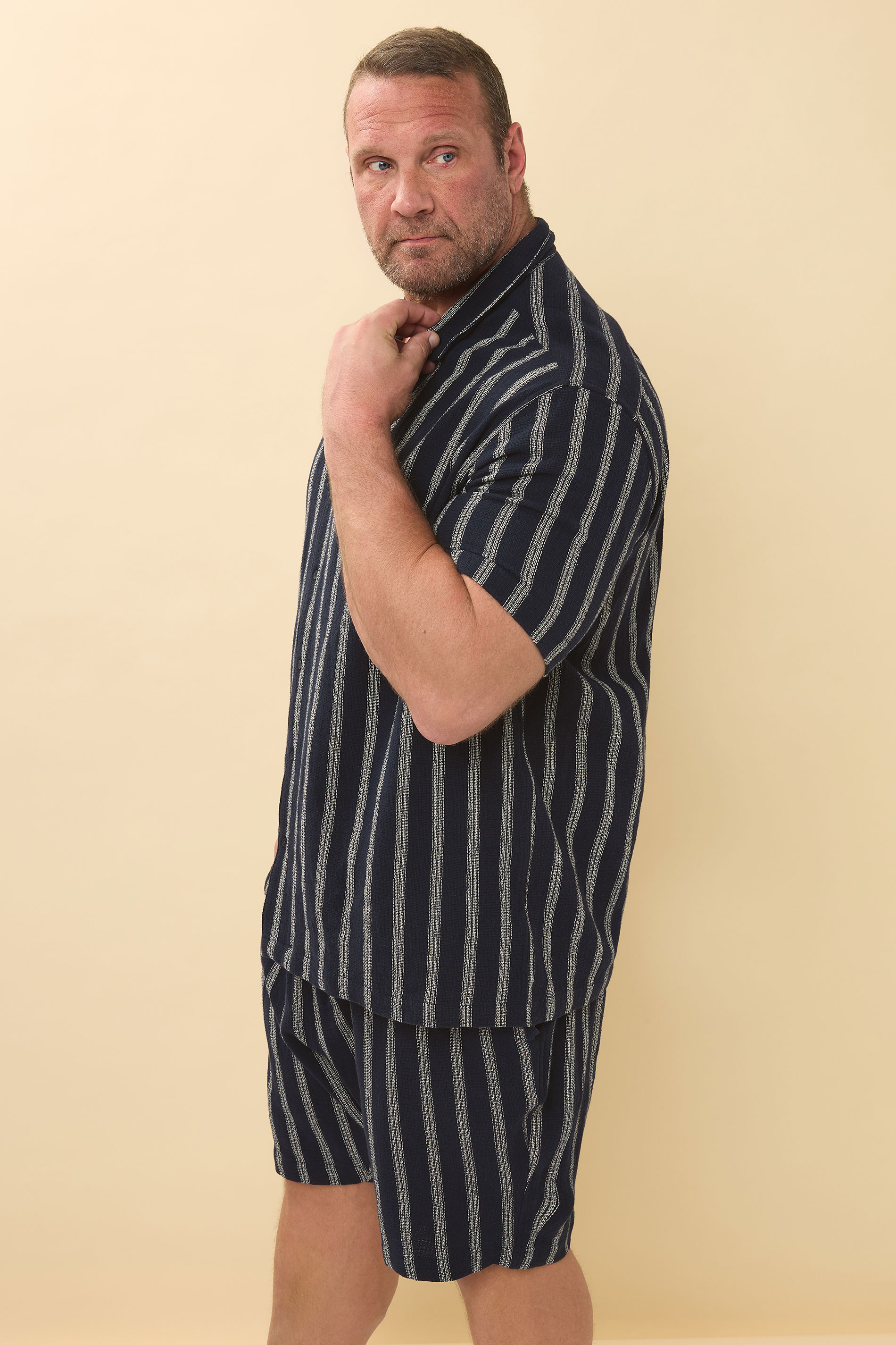 BadRhino Big & Tall Navy Blue Stripe Shirt | BadRhino 5