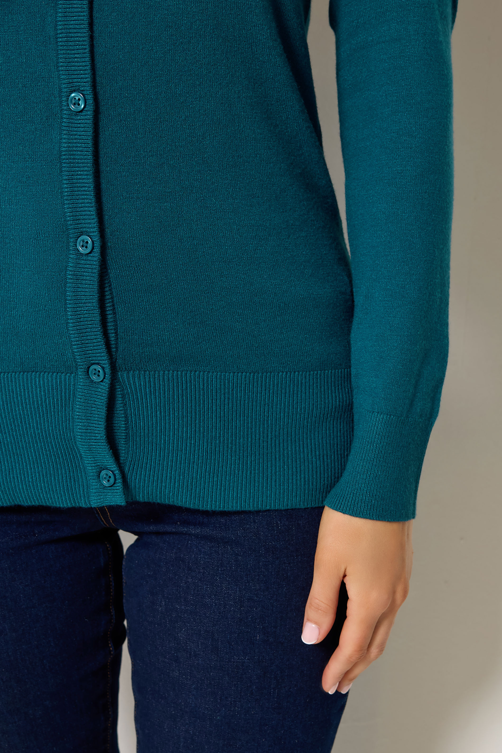 LTS Tall Teal Blue Crew Neck Button Cardigan | Long Tall Sally 4