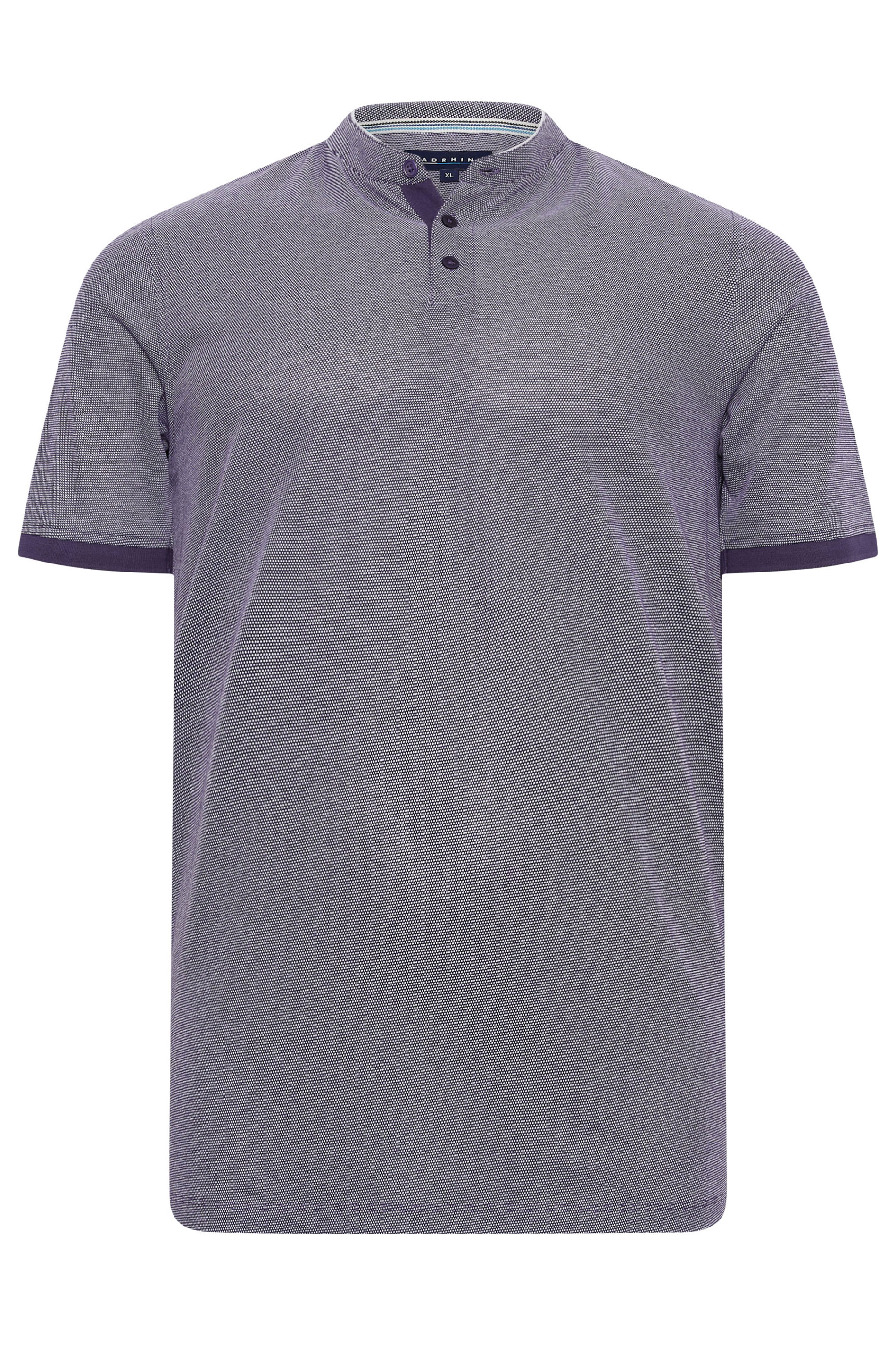 BadRhino Big & Tall Indigo Blue Grandad Polo Shirt | BadRhino 3