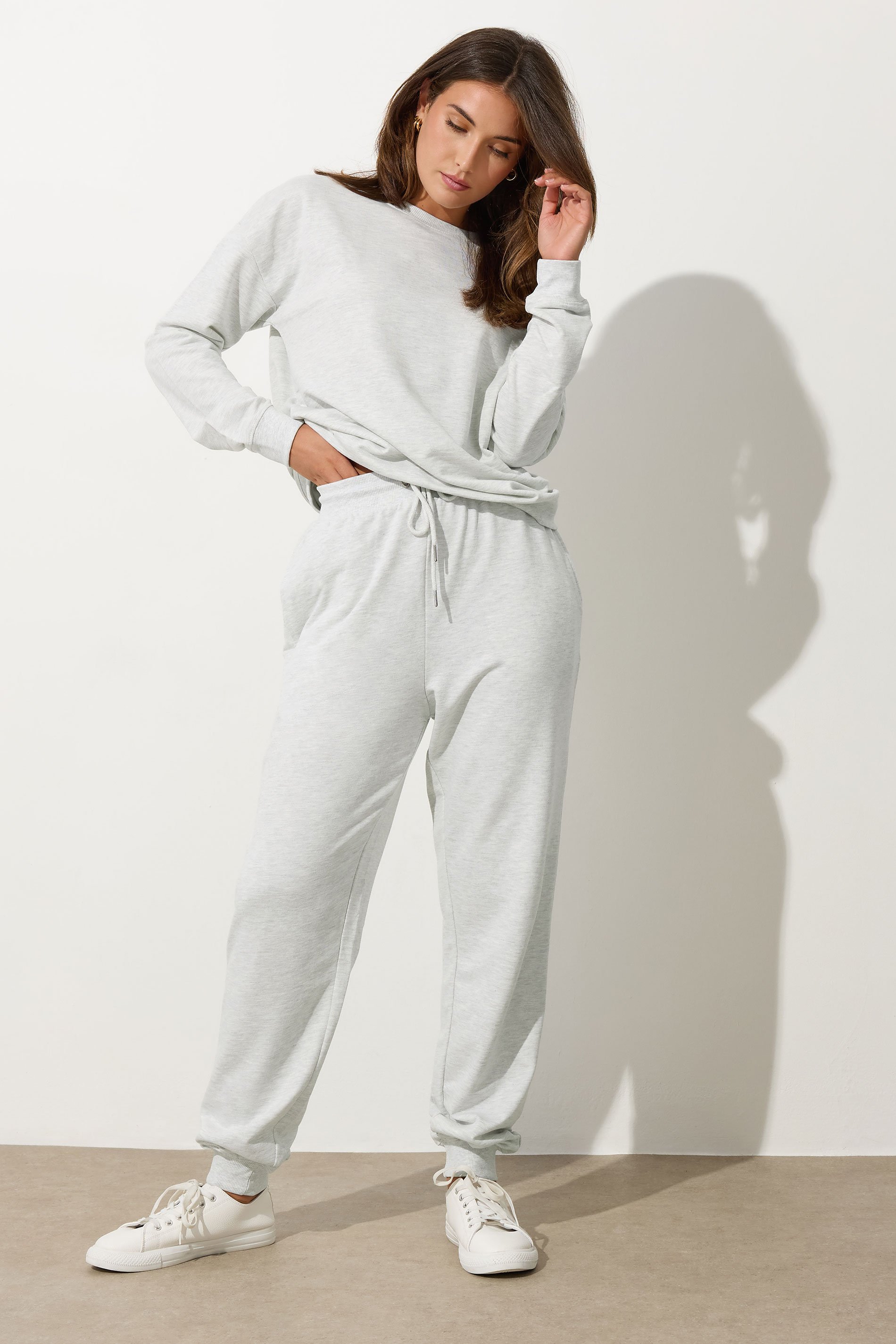 LTS Tall Light Grey Cuffed Drawstring Joggers | Long Tall Sally  1