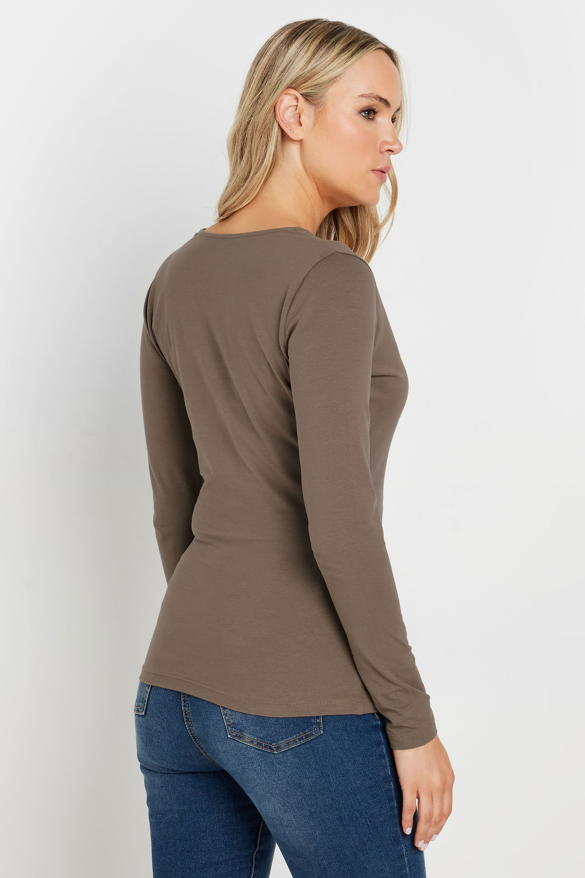 LTS Tall Mocha Brown Long Sleeve Wrap Top | Long Tall Sally 3