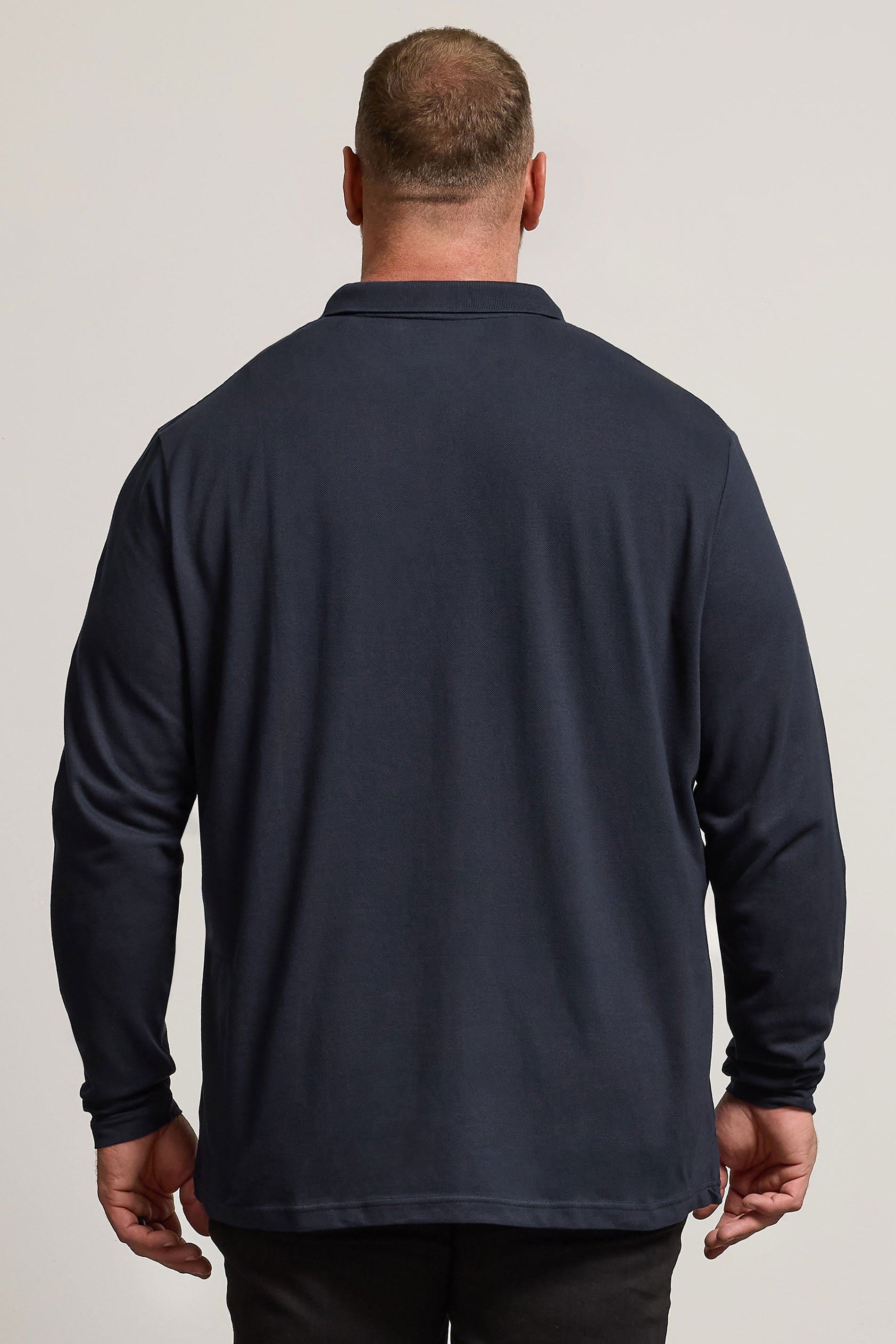 BadRhino Navy Blue Essential Long Sleeve Polo Shirt | BadRhino 3