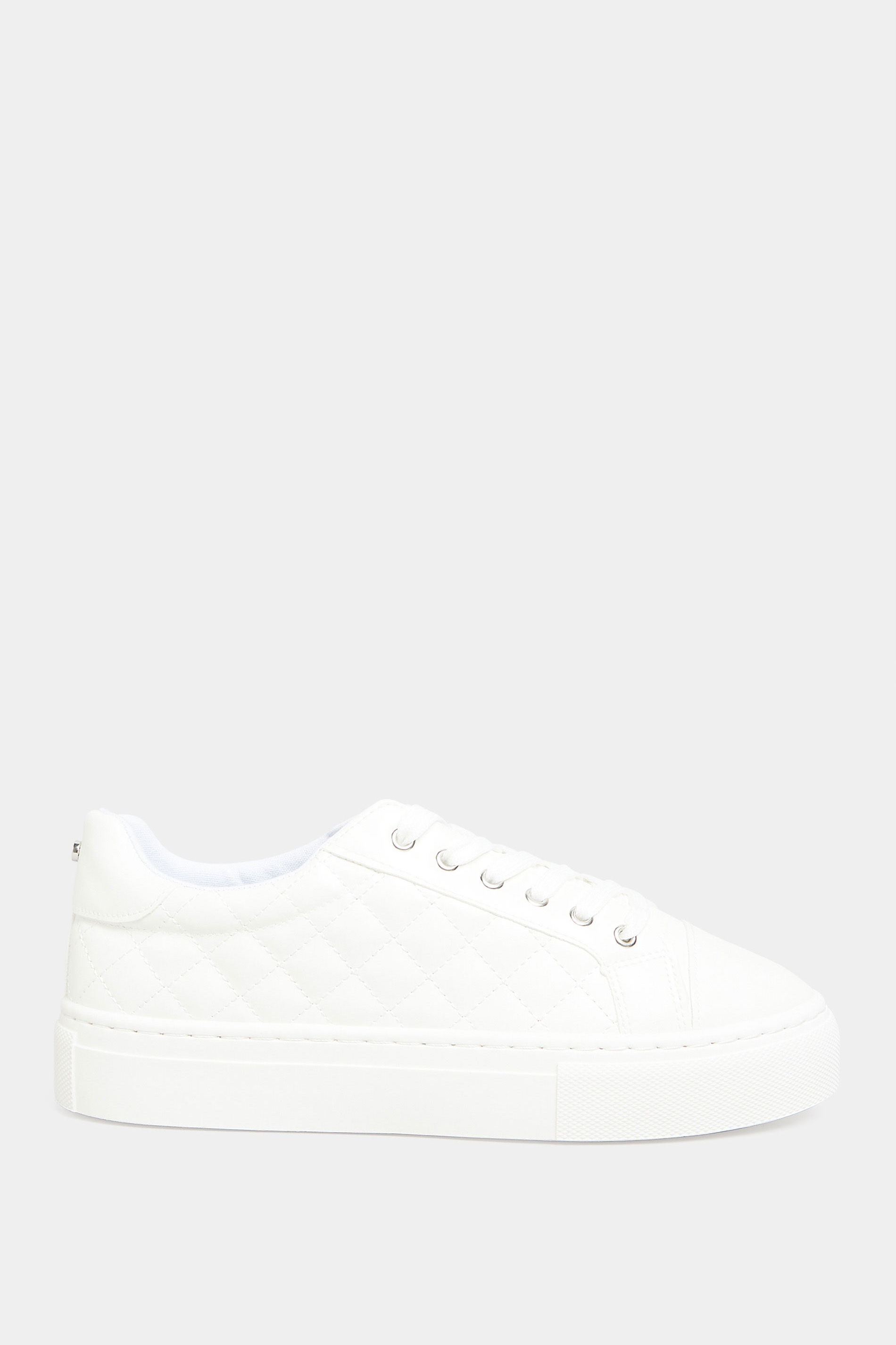 White Quilted Trainers In  Extra Wide EEE Fit | Yours Clothing 3