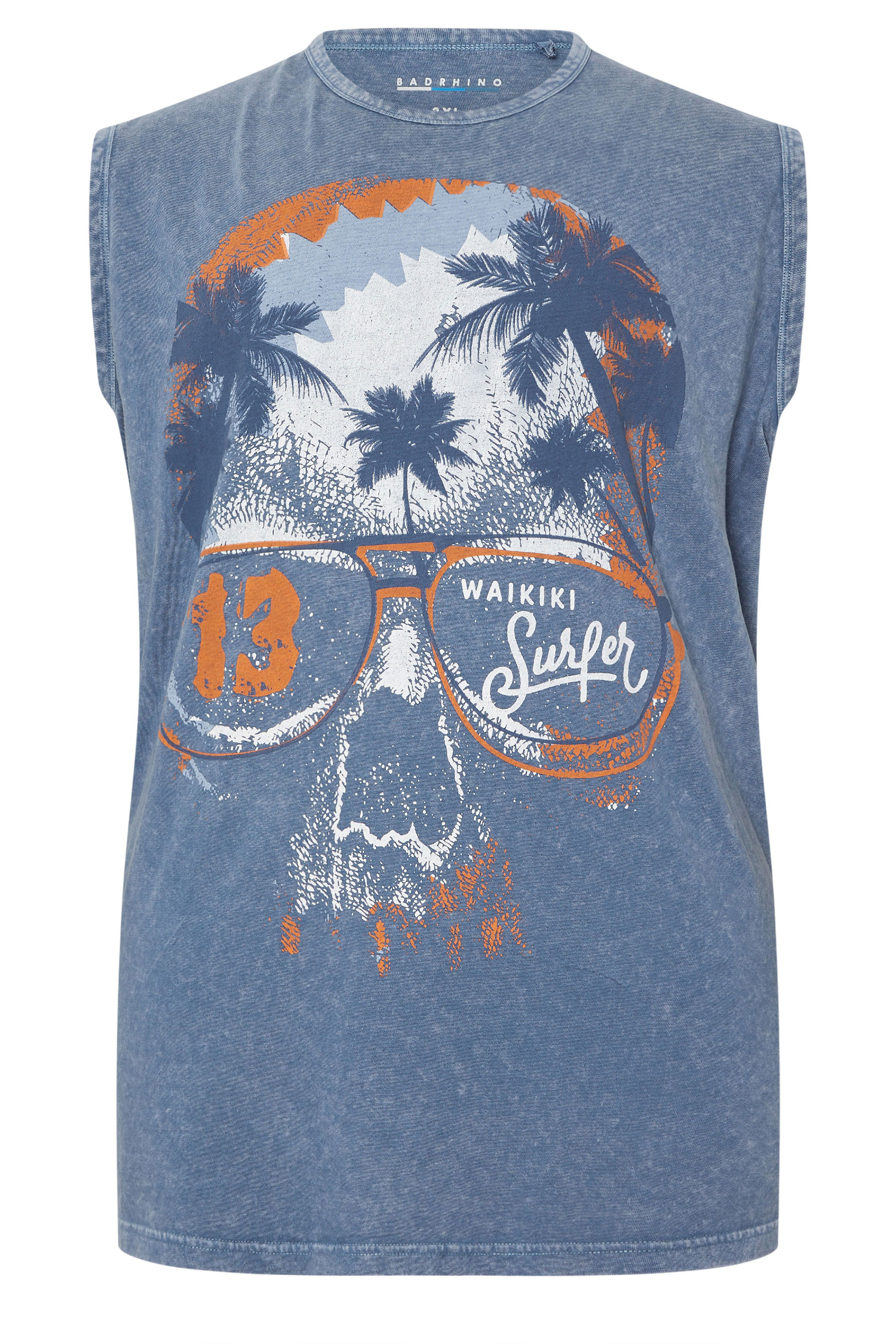 BadRhino Big & Tall Blue Acid Wash Skull Vest | BadRhino 7