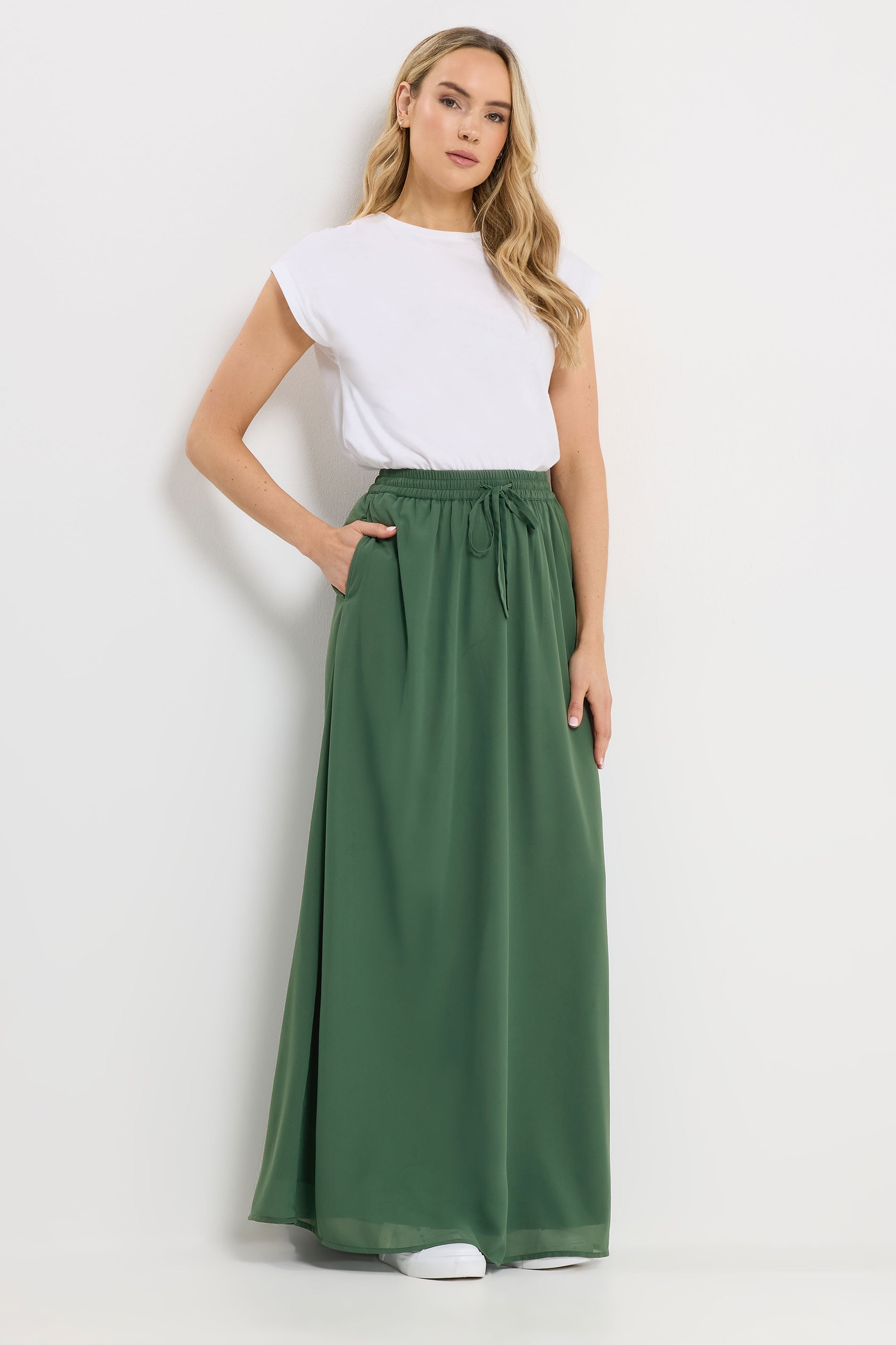 LTS Tall Women's Forest Green Tie Waist Maxi Skirt | Long Tall Sally 3