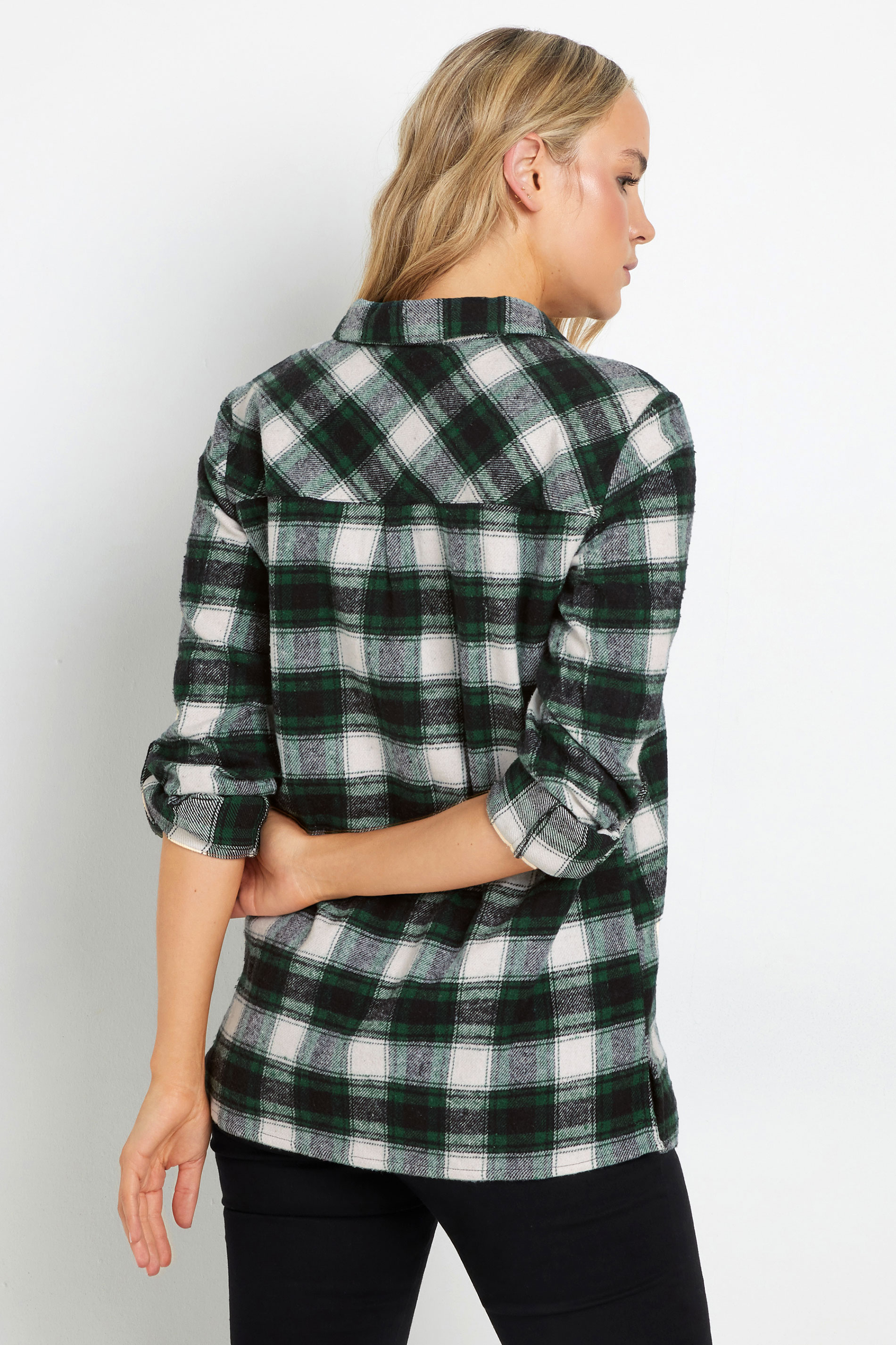 LTS Tall Green Check Rolled Sleeve Shirt | Long Tall Sally 3