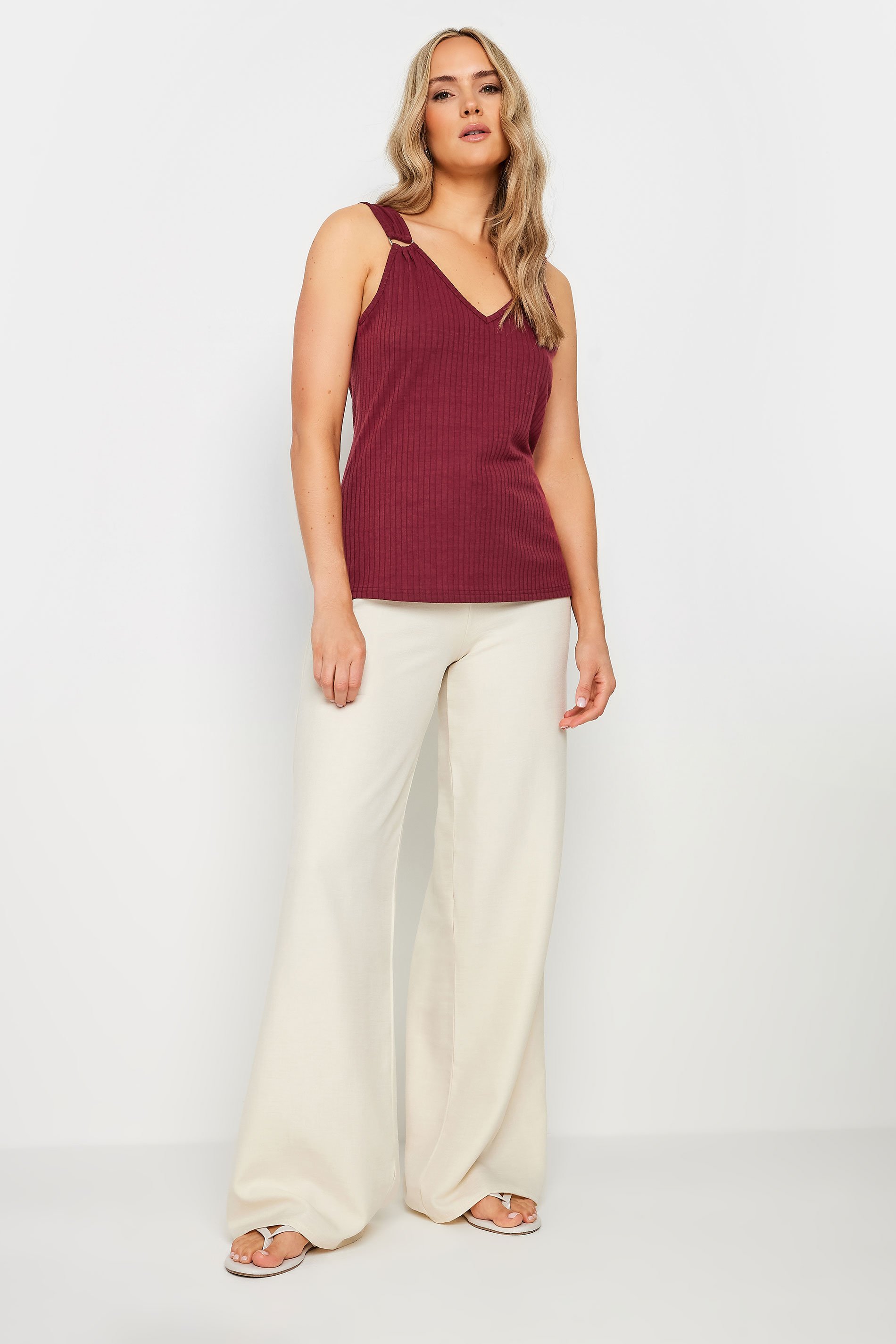 LTS Tall Burgundy Red Ribbed Vest Top | Long Tall Sally 2