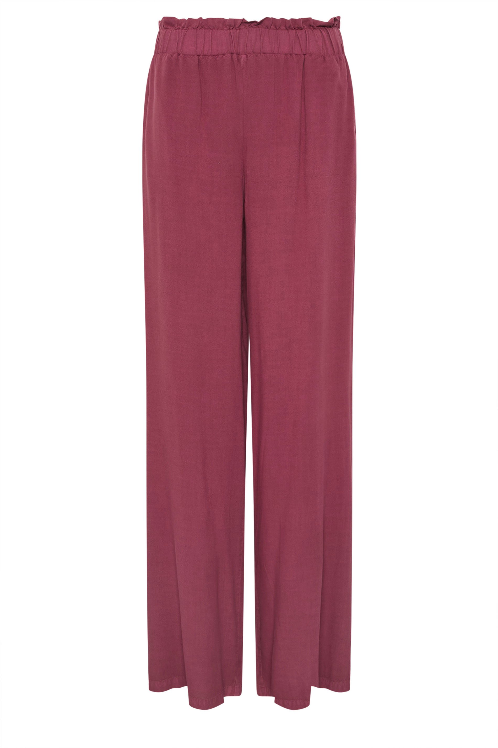 LTS Tall Berry Red Acid Wash Wide Leg Trousers | Long Tall Sally 7