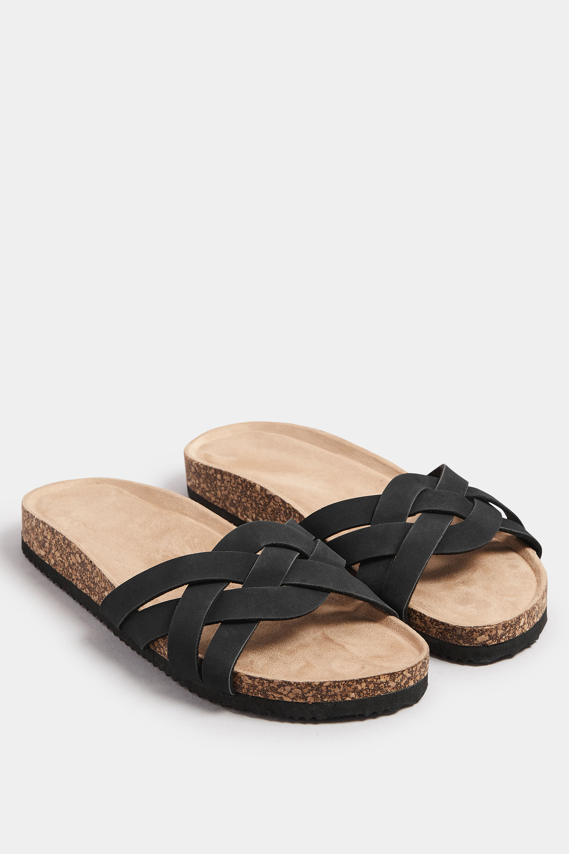 Black Woven Sandals In Extra Wide EEE Fit | Yours Clothing 2