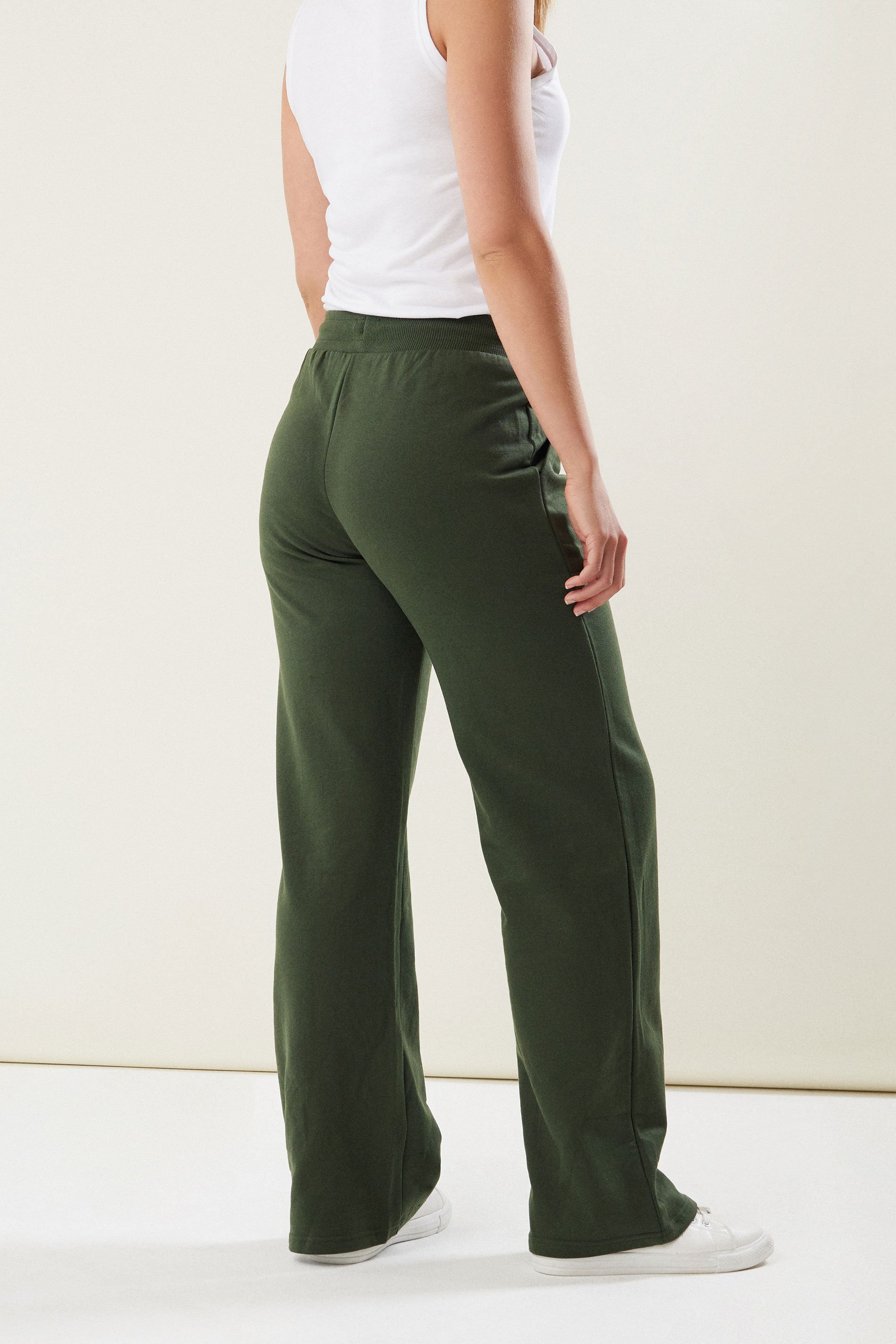 LTS Tall Khaki Green Pocket Patch Wide Leg Joggers | Long Tall Sally 3