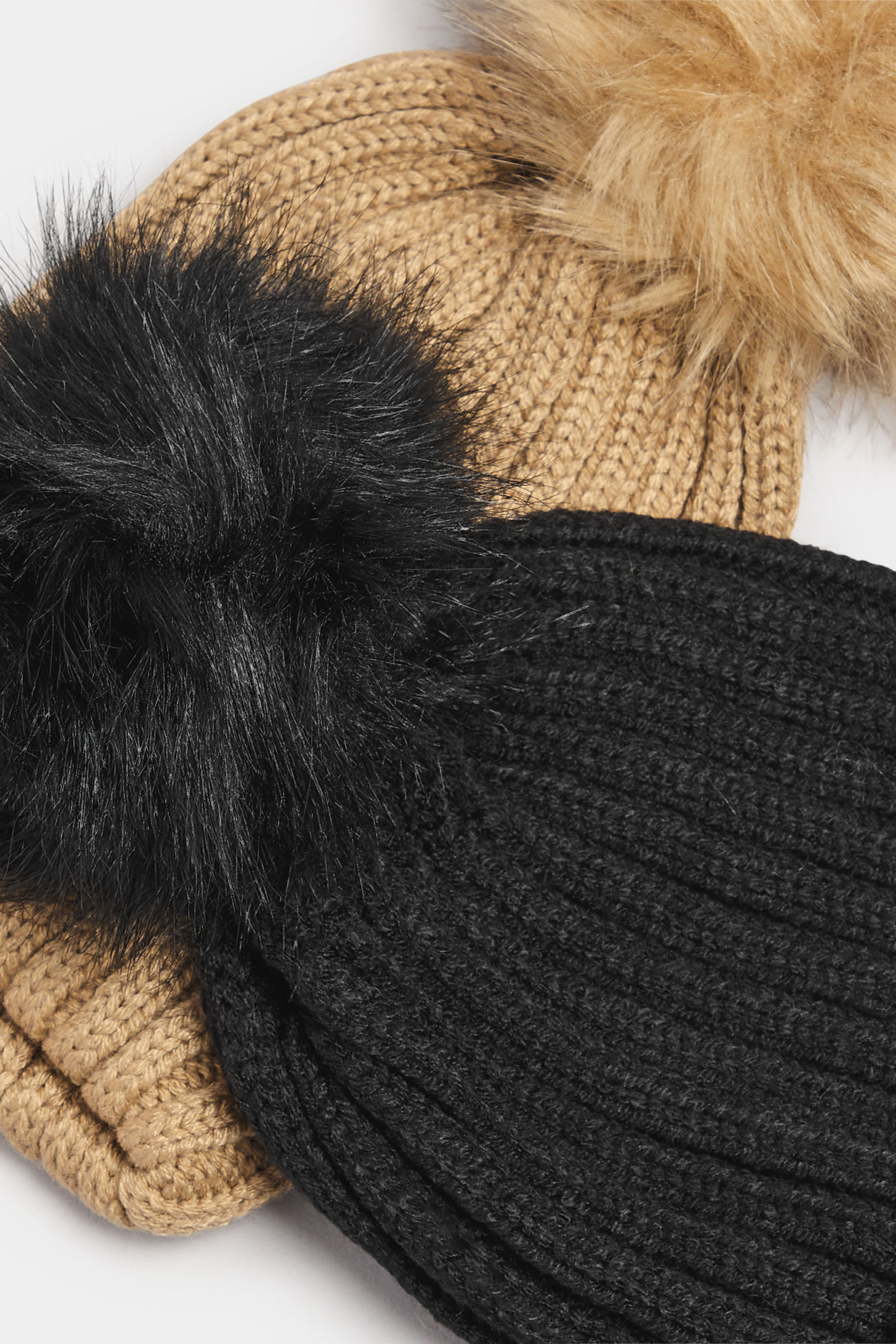 Black Faux Fur Pom Pom Bobble Hat | Yours Clothing 5