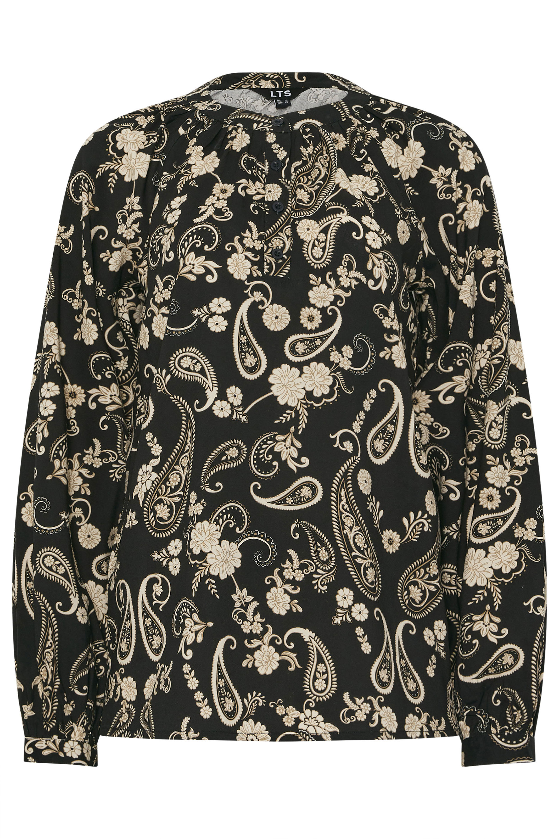 LTS Tall Black Paisley Placket Blouse | Long Tall Sally 6