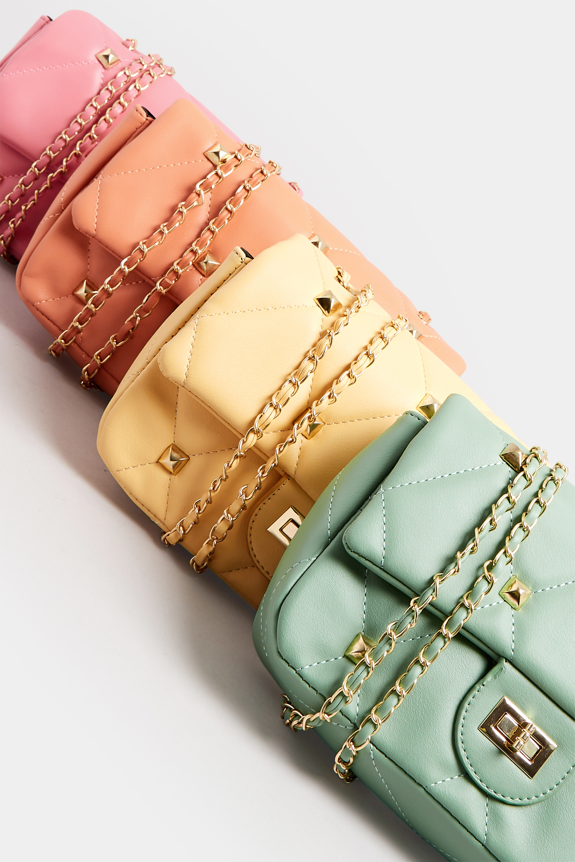 Orange Studded Quilted Chain Bag | Yours Clothing 9