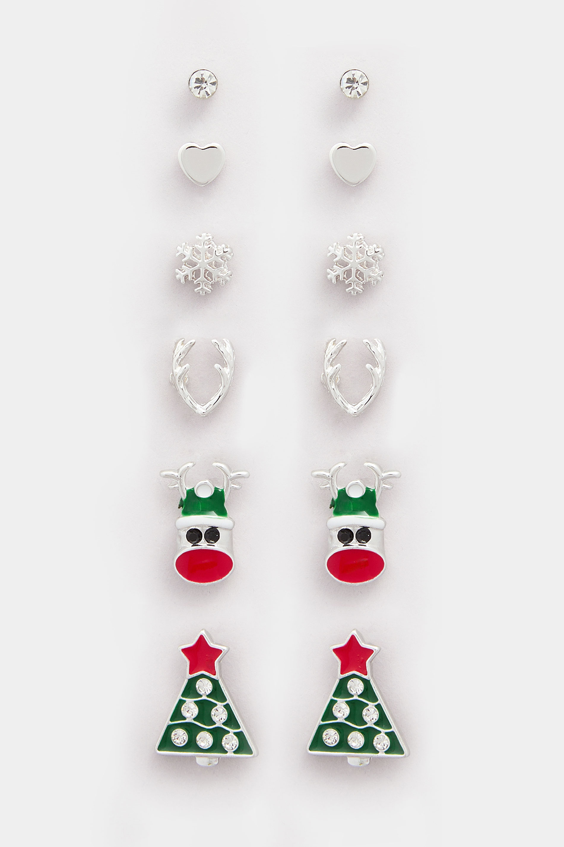 6 PACK Silver Tone Novelty Christmas Earrings Set | Yours Clothing 3