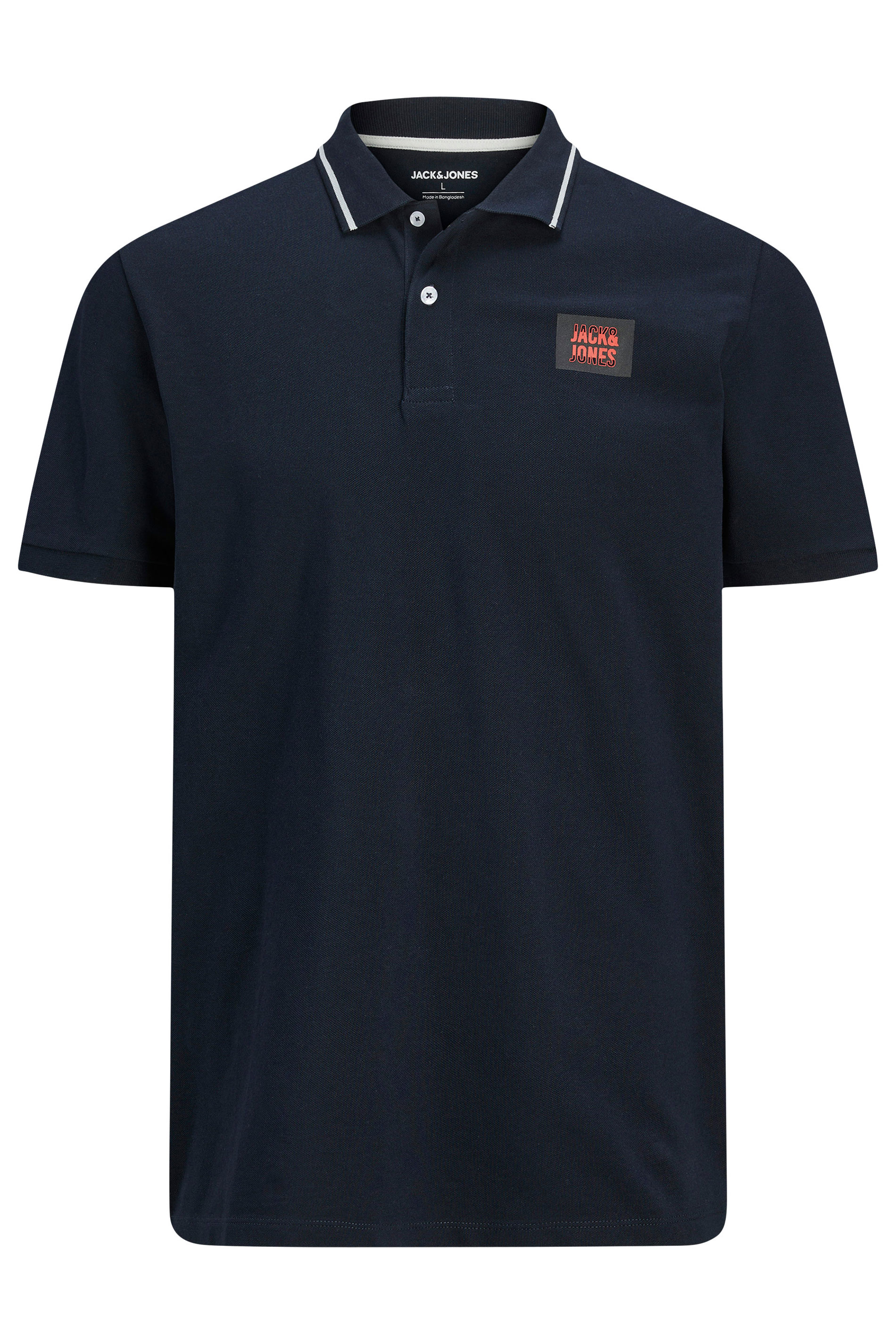 JACK & JONES Big & Tall Navy Blue Hudson Polo Shirt | BadRhino 3