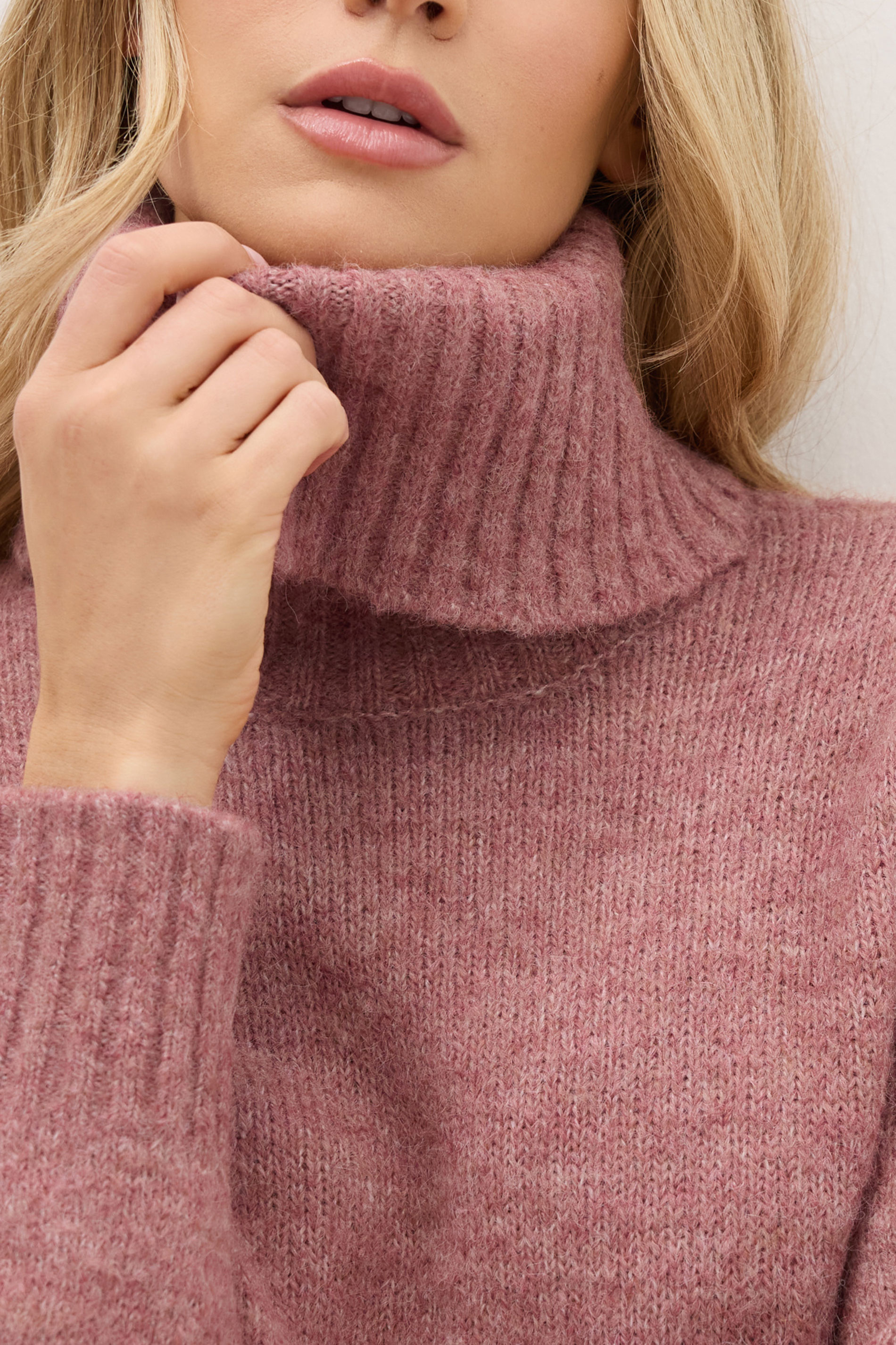 LTS PREMIUM Tall Pink Chunky Wool Roll Neck Jumper | Long Tall Sally 5
